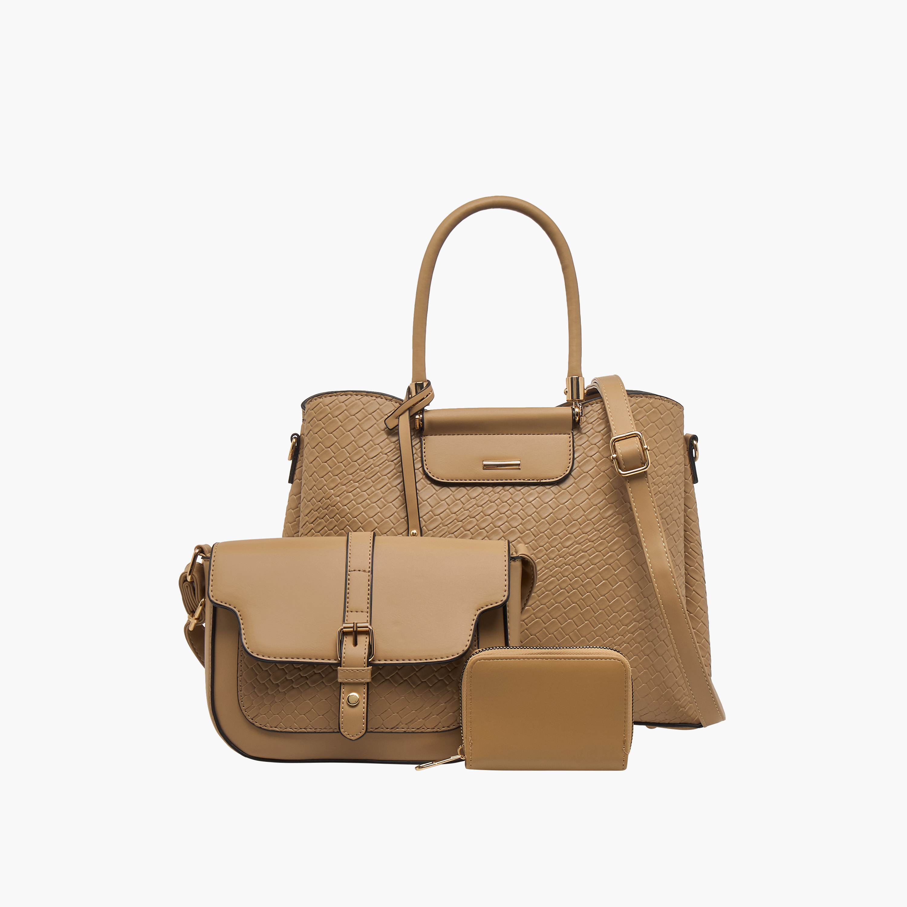 شنطة توتي مضفرة وشنطة كروس بودي ومحفظة من ساشا-women-bagsandwallets-handbags-image-1
