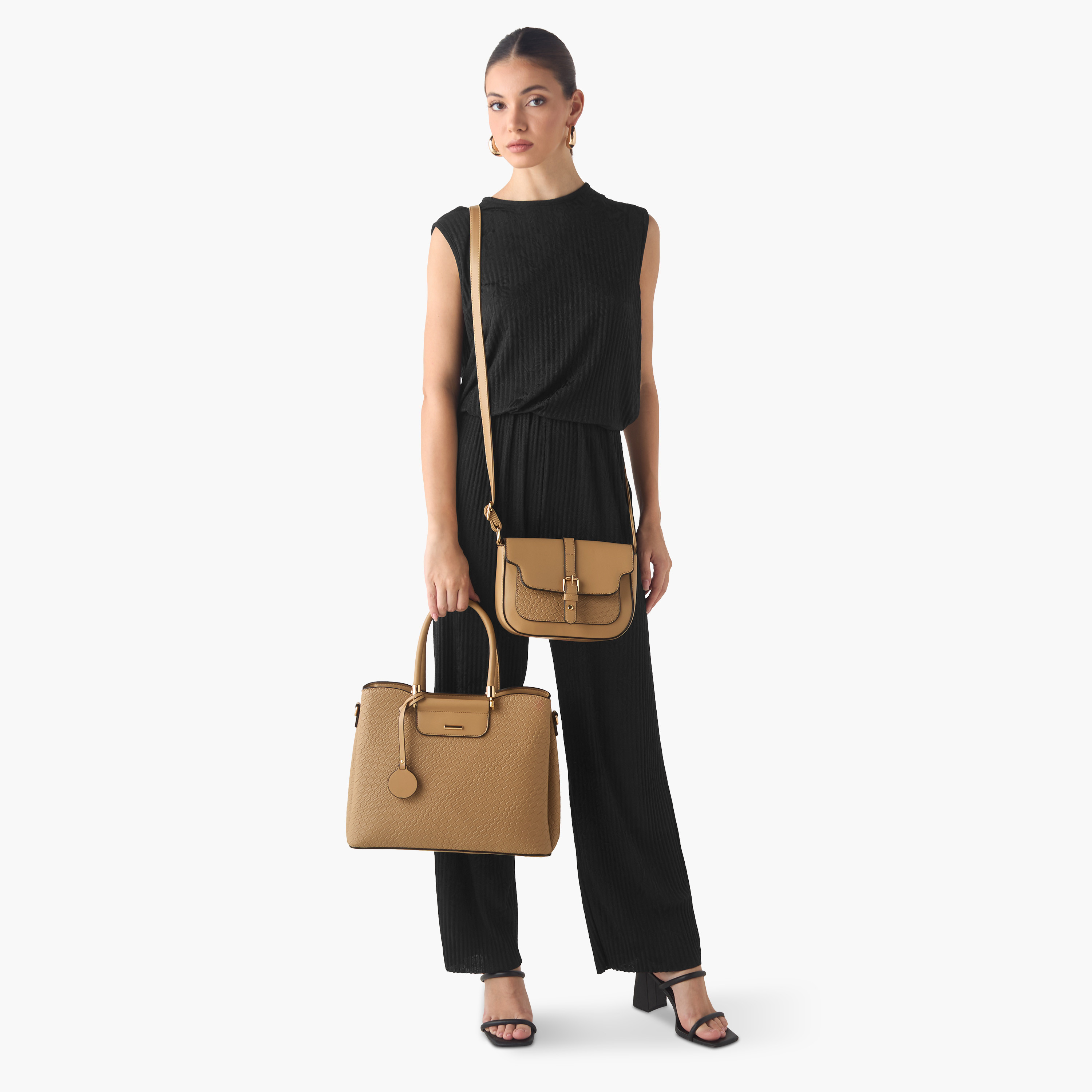 شنطة توتي مضفرة وشنطة كروس بودي ومحفظة من ساشا-women-bagsandwallets-handbags-image-11
