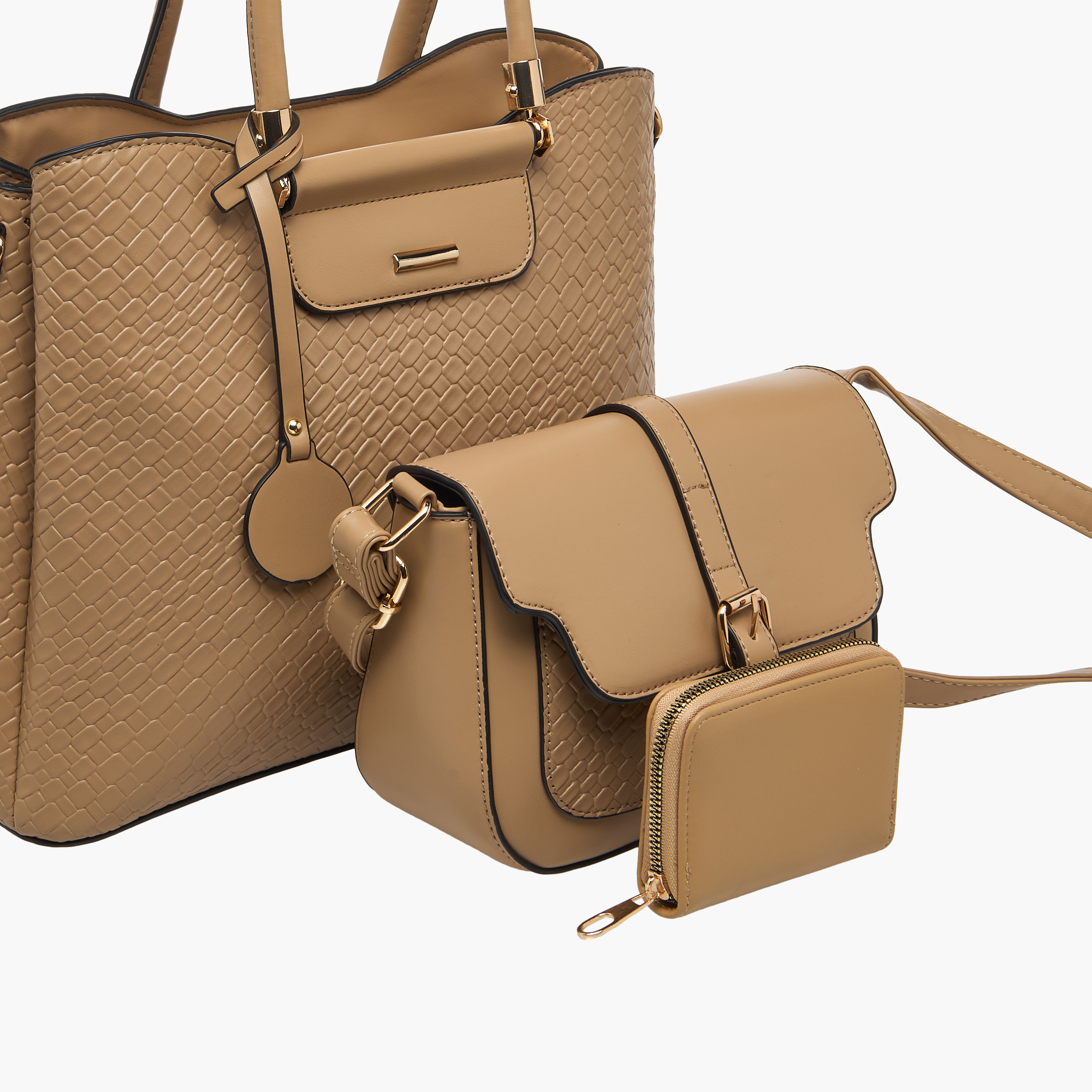 شنطة توتي مضفرة وشنطة كروس بودي ومحفظة من ساشا-women-bagsandwallets-handbags-image-7