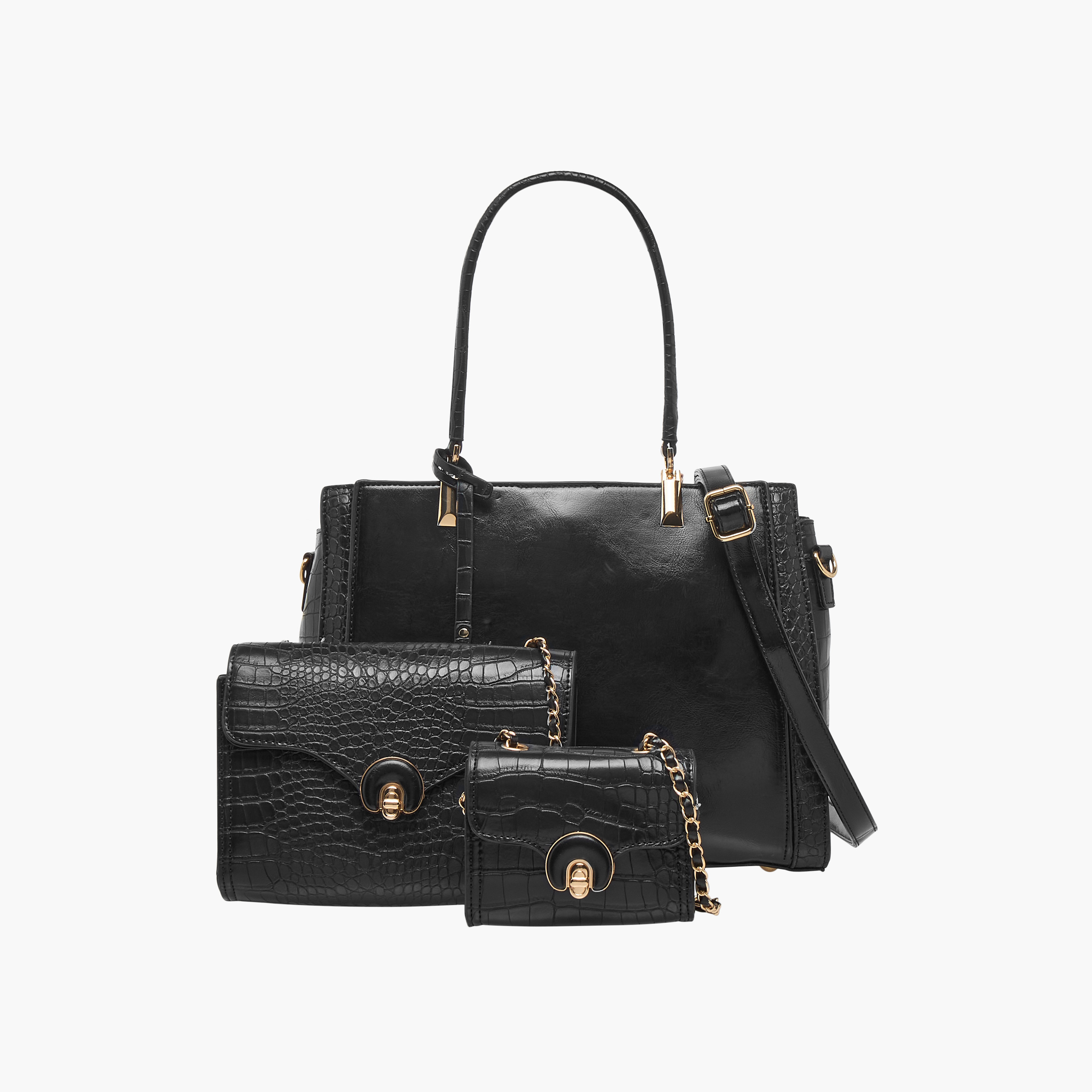 Sasha Textured Tote Bag with 2 Crossbody Bags-women-bagsandwallets-handbags-image-1