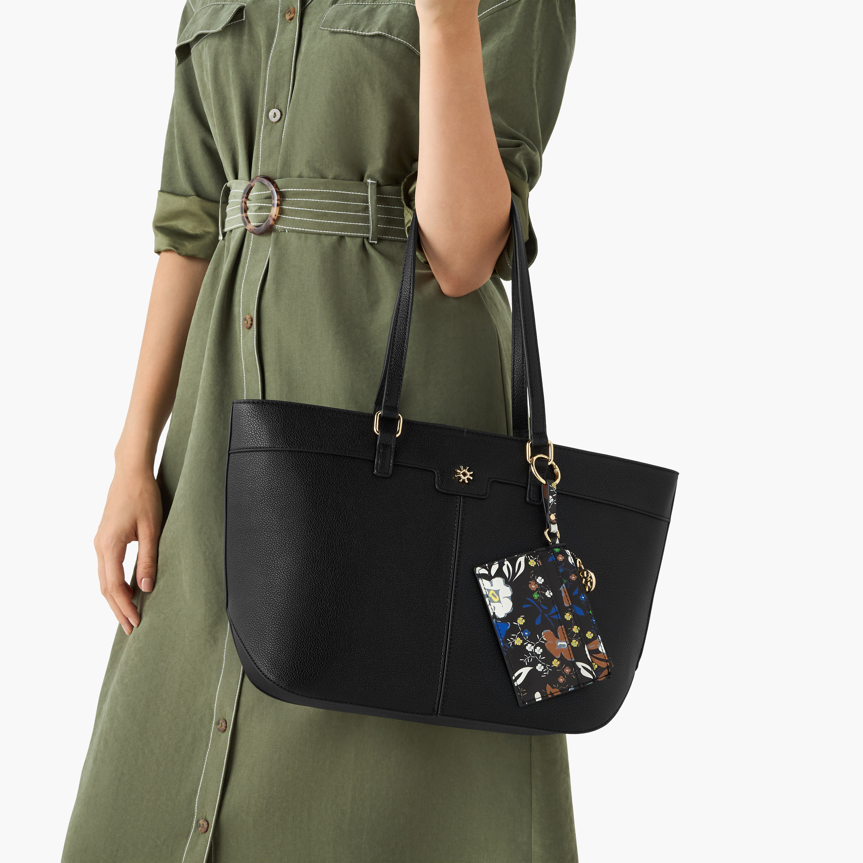 Sasha Kodes Textured Tote Bag with Detachable Card Holder-women-bagsandwallets-handbags-image-2