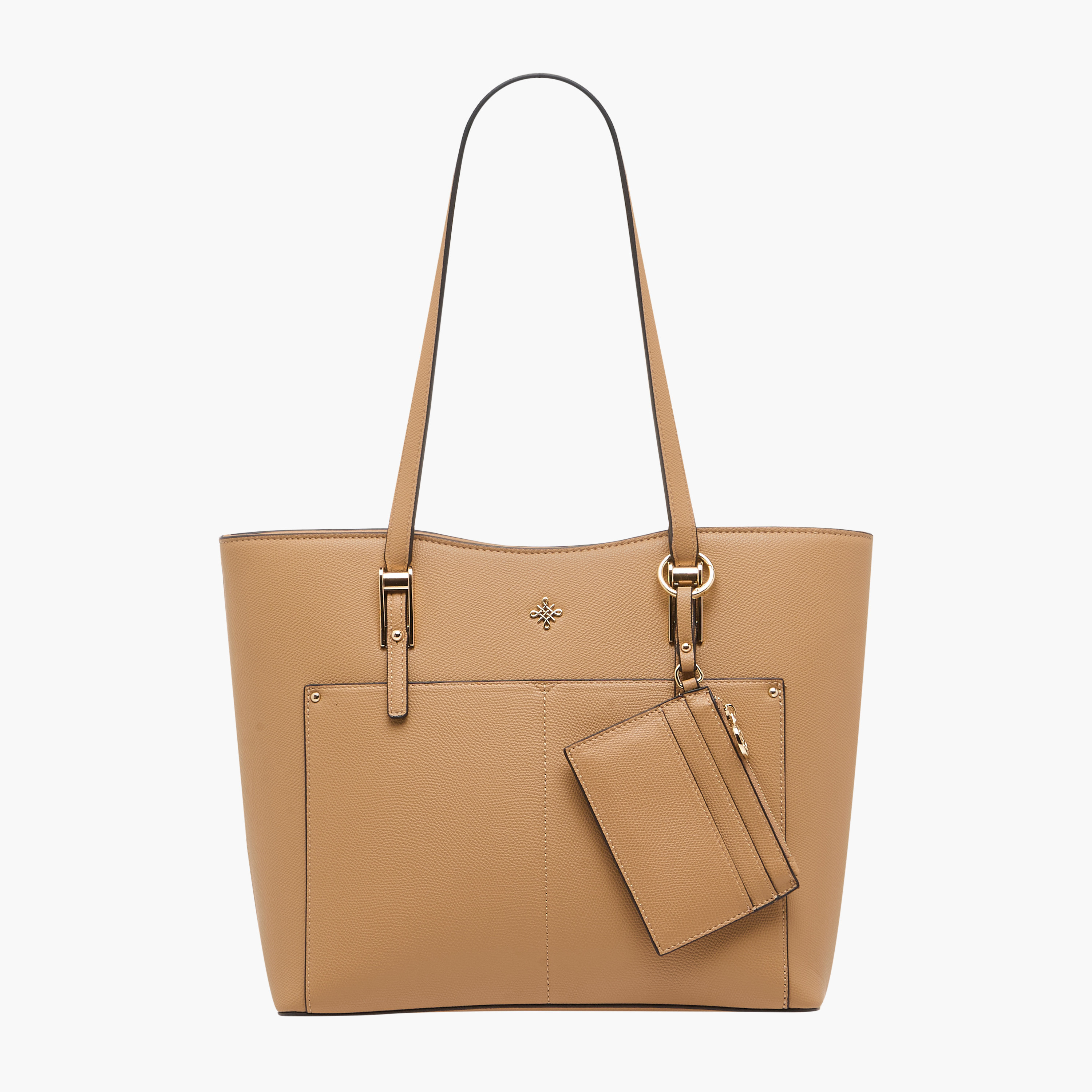 Sasha Kodes Textured Tote Bag with Detachable Card Holder-women-bagsandwallets-handbags-image-1
