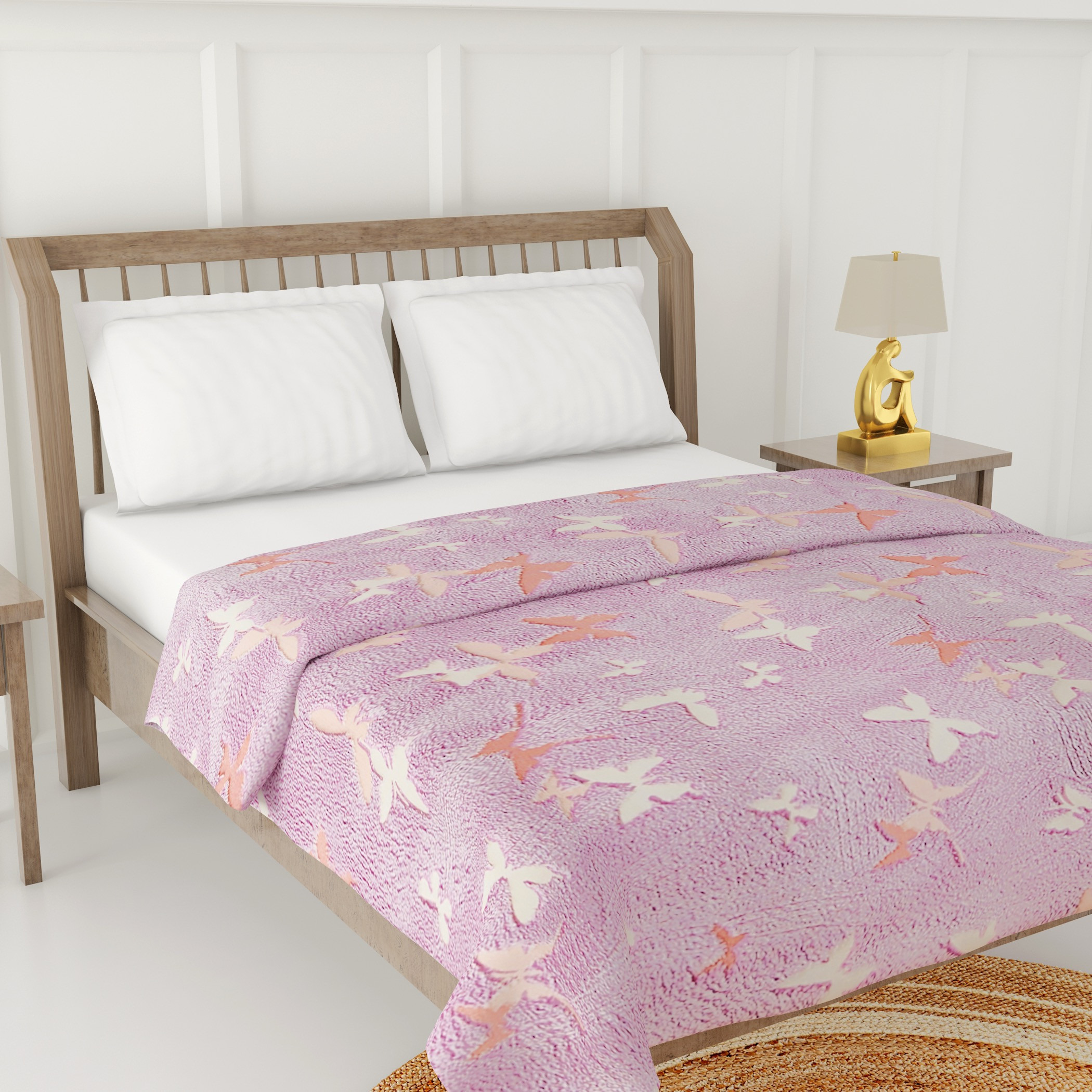 Butterfly Print Glow-in-the-Dark Single Blanket - 127x152 cms-household-bedding-blankets-image-3