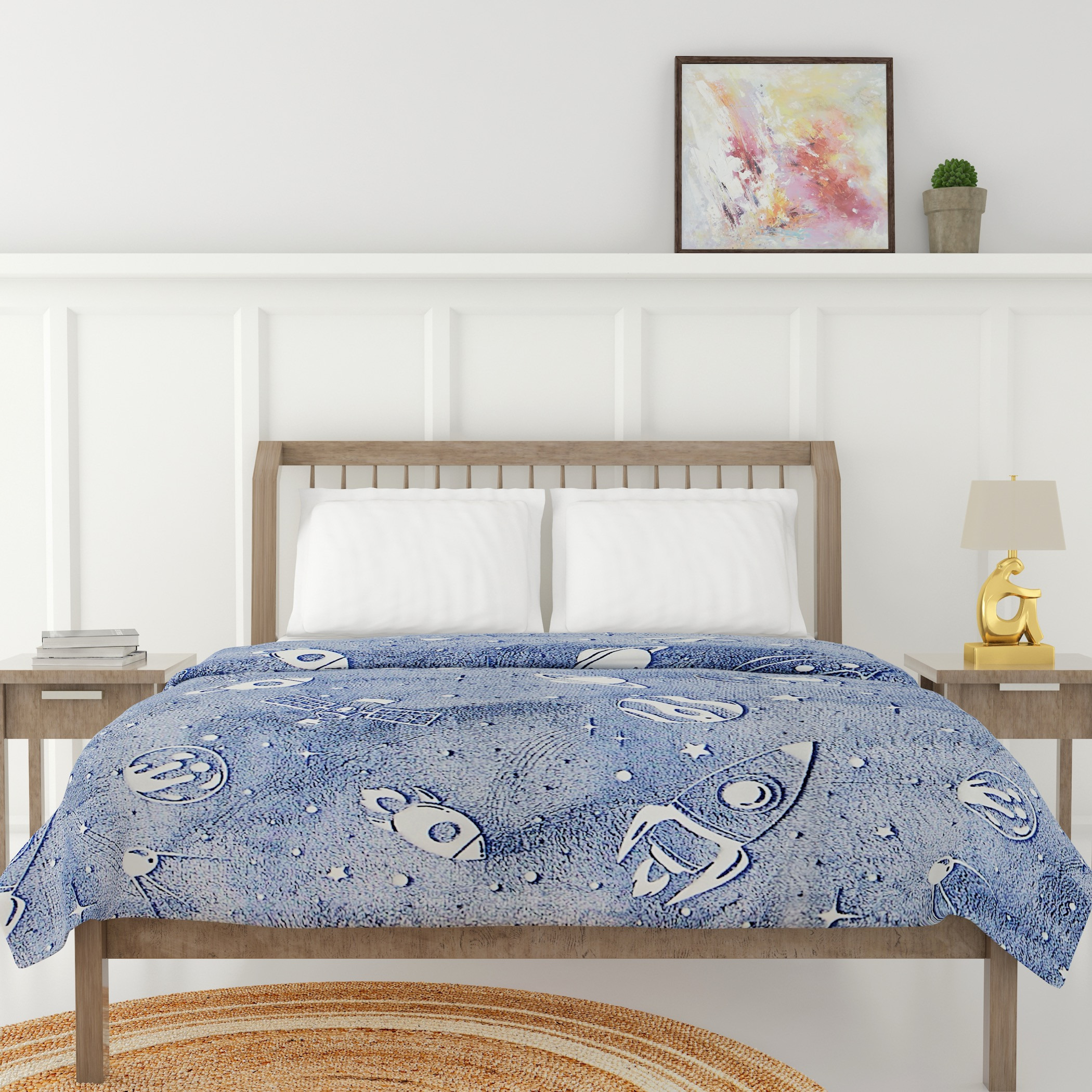 Space Print Glow-in-the-Dark Single Blanket - 127x152 cms-household-bedding-blankets-image-1