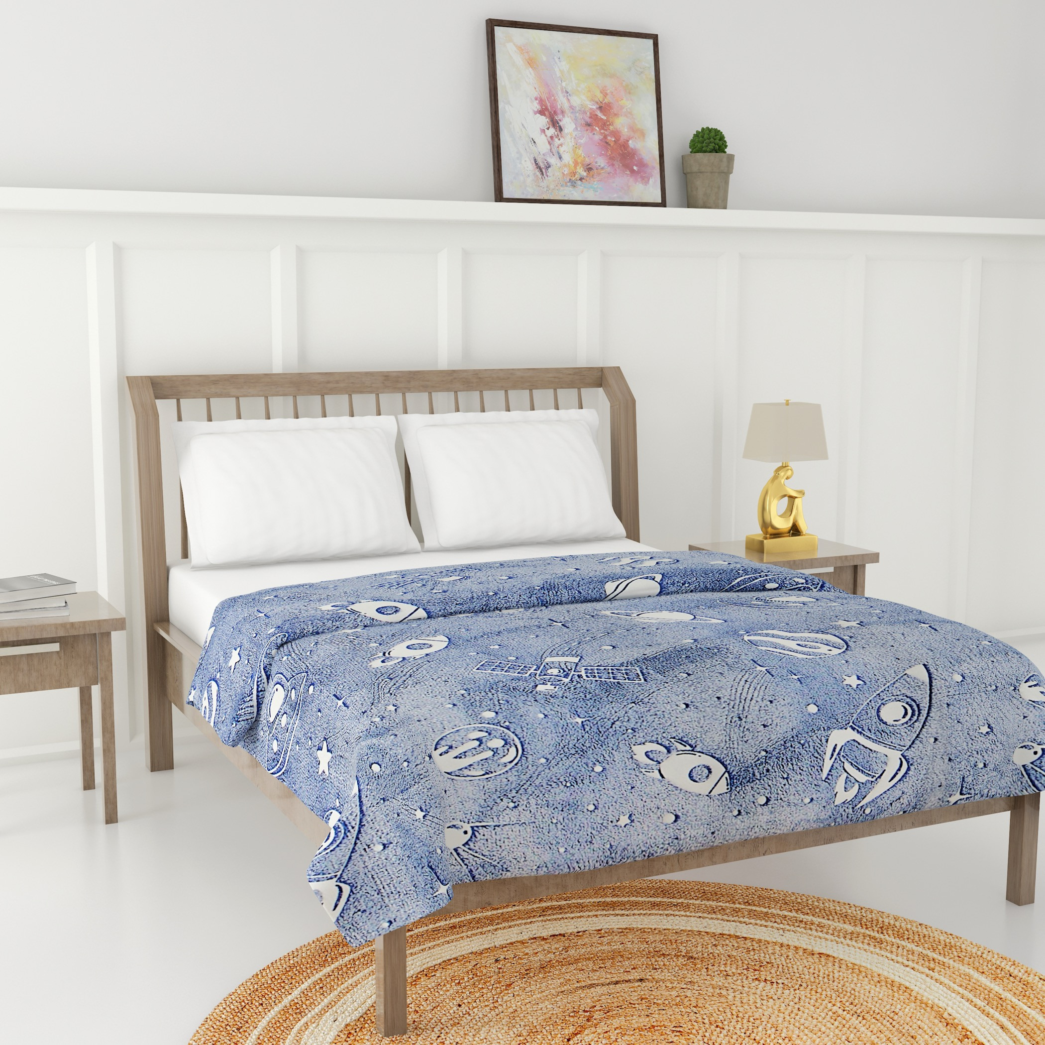 Space Print Glow-in-the-Dark Single Blanket - 127x152 cms-household-bedding-blankets-image-2