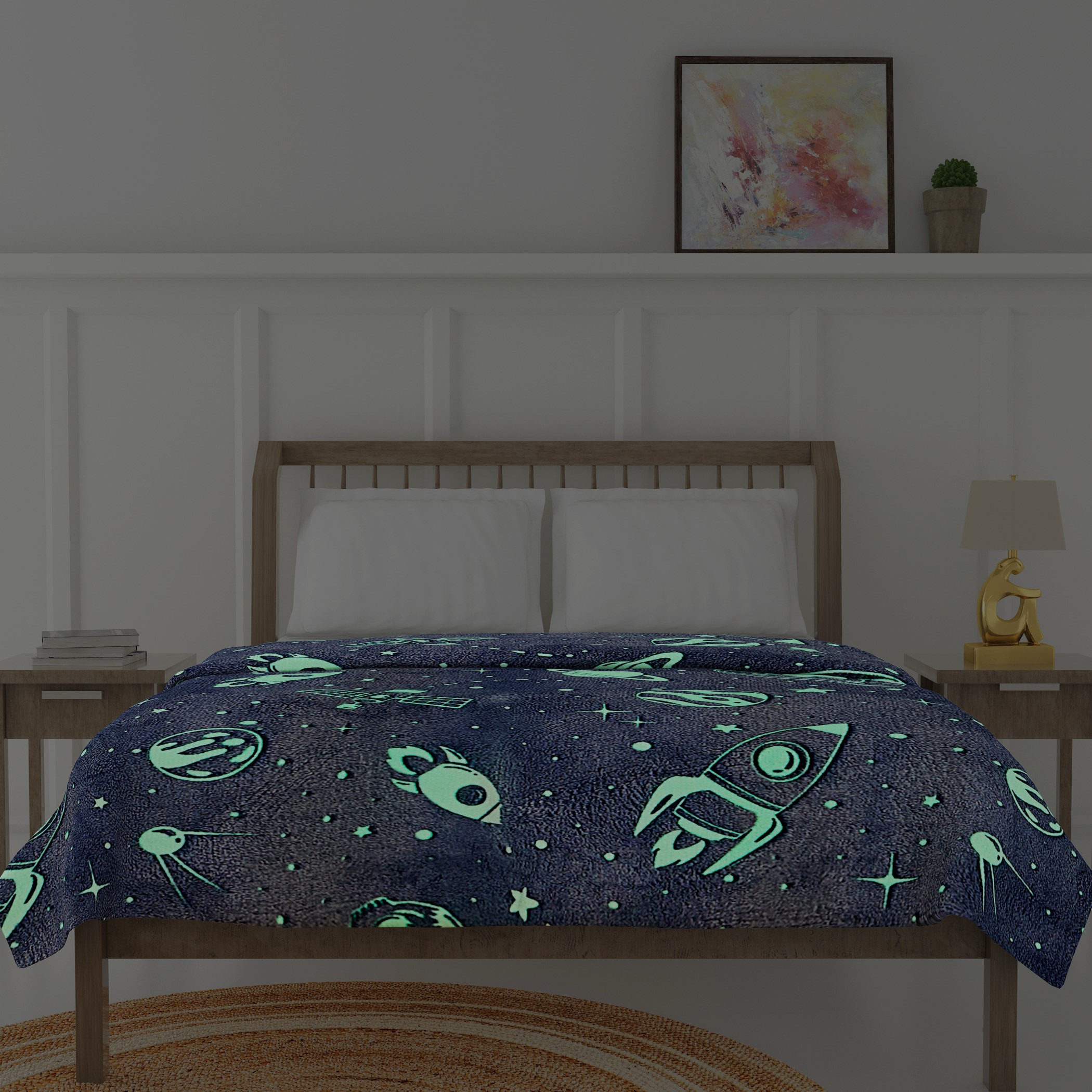 Space Print Glow-in-the-Dark Single Blanket - 127x152 cms-household-bedding-blankets-image-4
