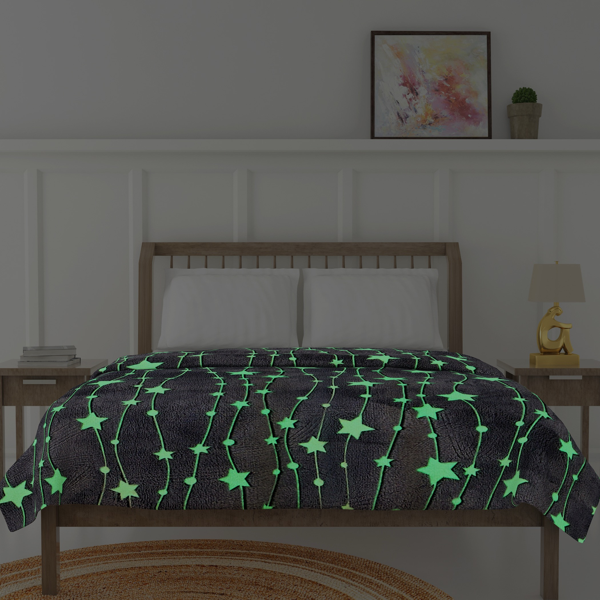Star Print Glow-in-the-Dark Single Blanket - 127x152 cms-household-bedding-blankets-image-4