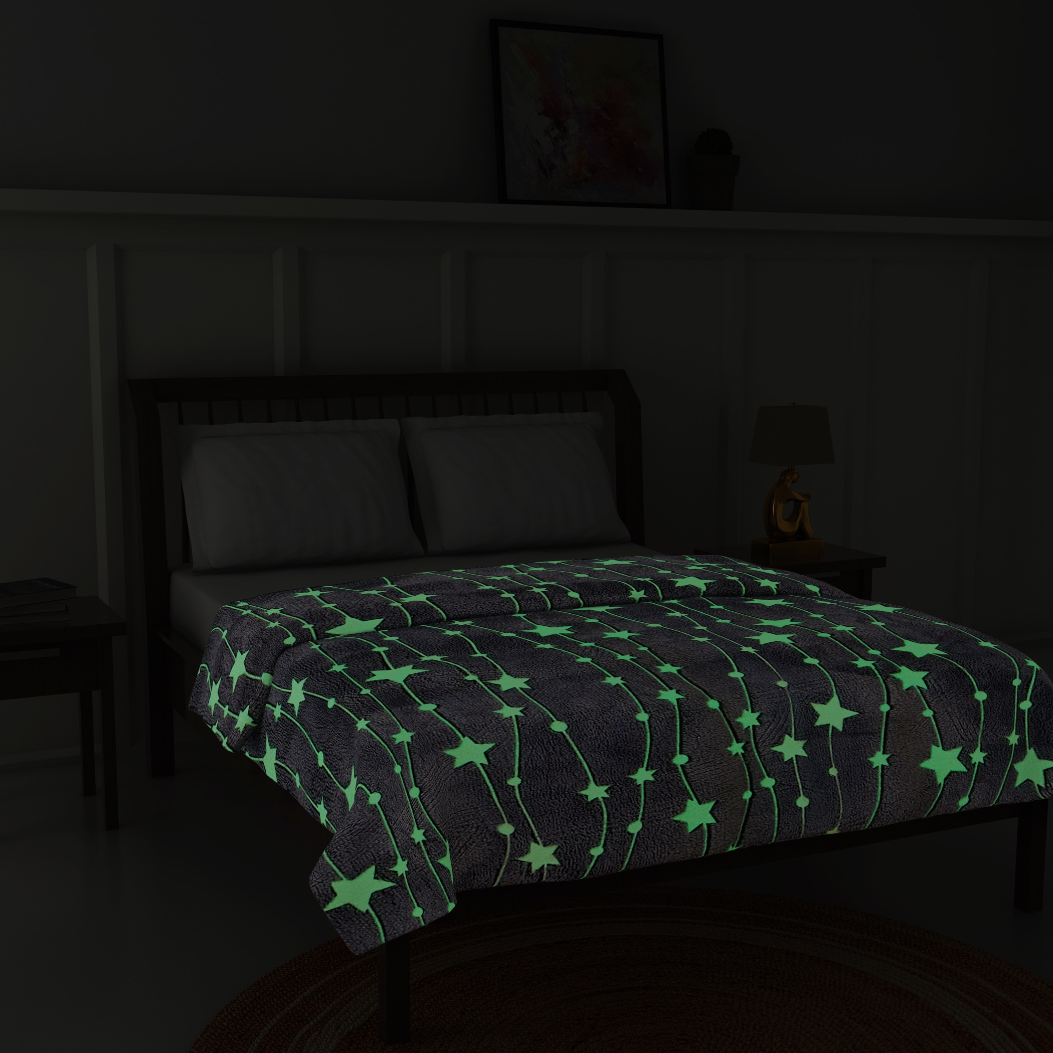 Star Print Glow-in-the-Dark Single Blanket - 127x152 cms-household-bedding-blankets-image-5