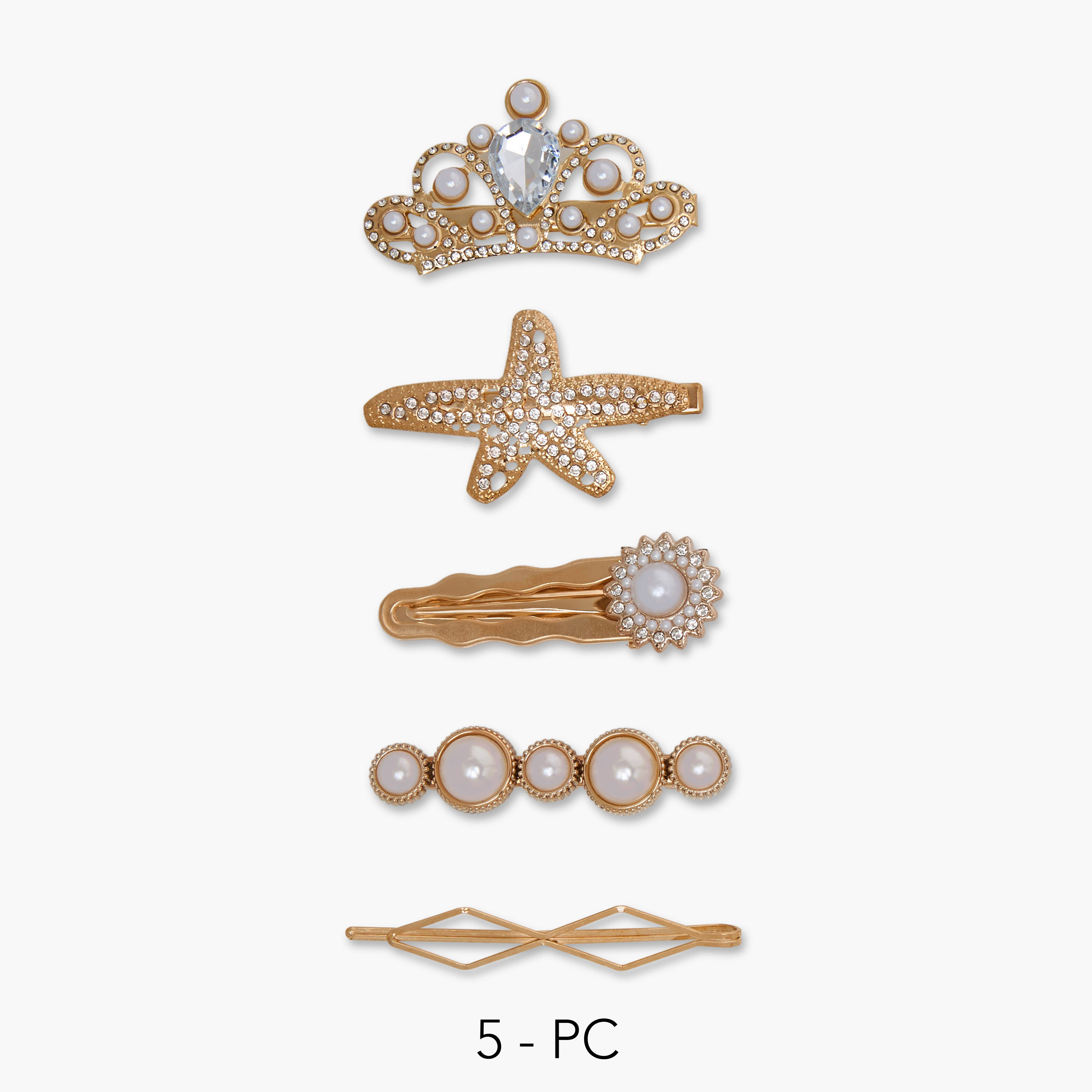 مشابك شعر بزينة لؤلؤ - عبوة 5 قطع-women-hairaccessories-clips-image-1