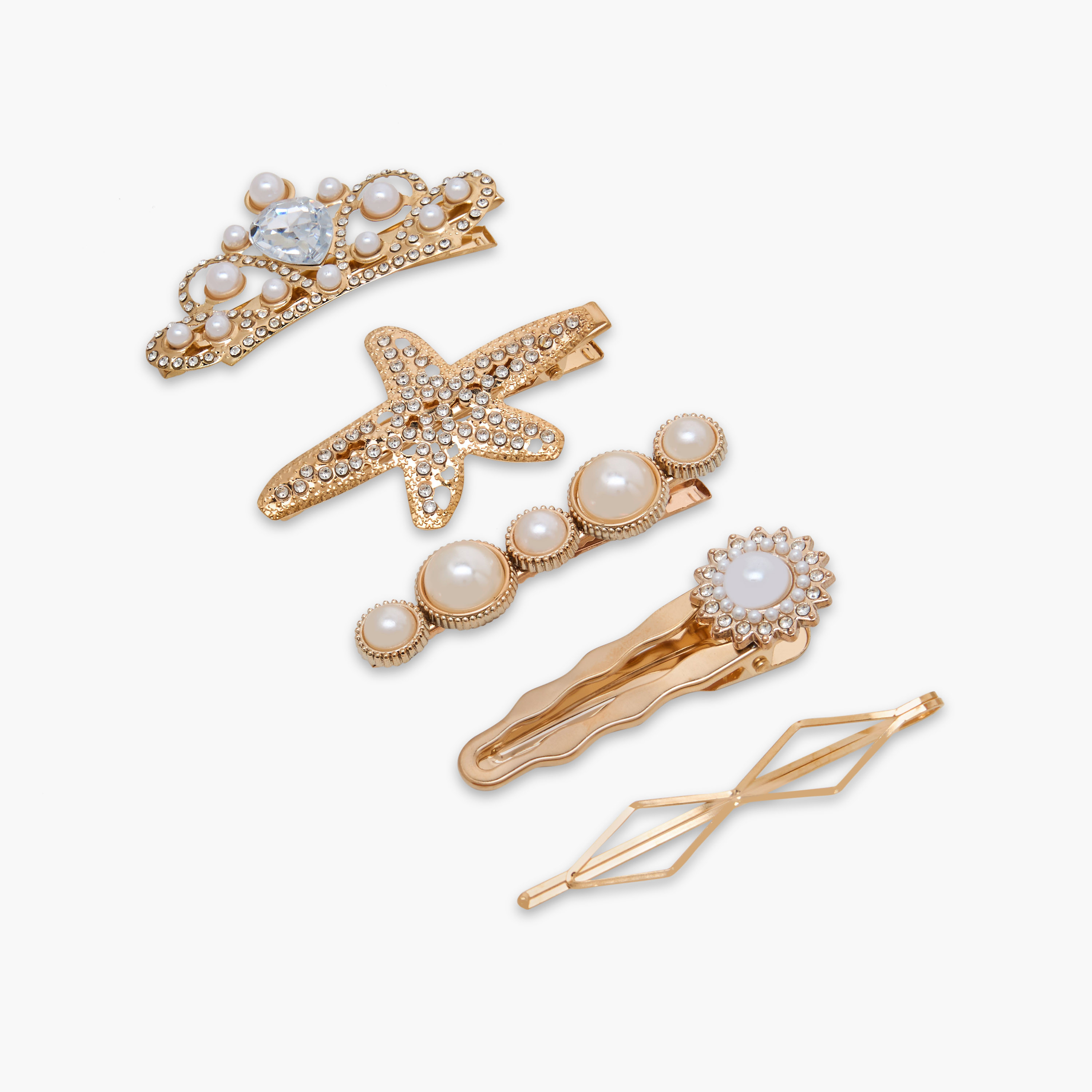 مشابك شعر بزينة لؤلؤ - عبوة 5 قطع-women-hairaccessories-clips-image-2