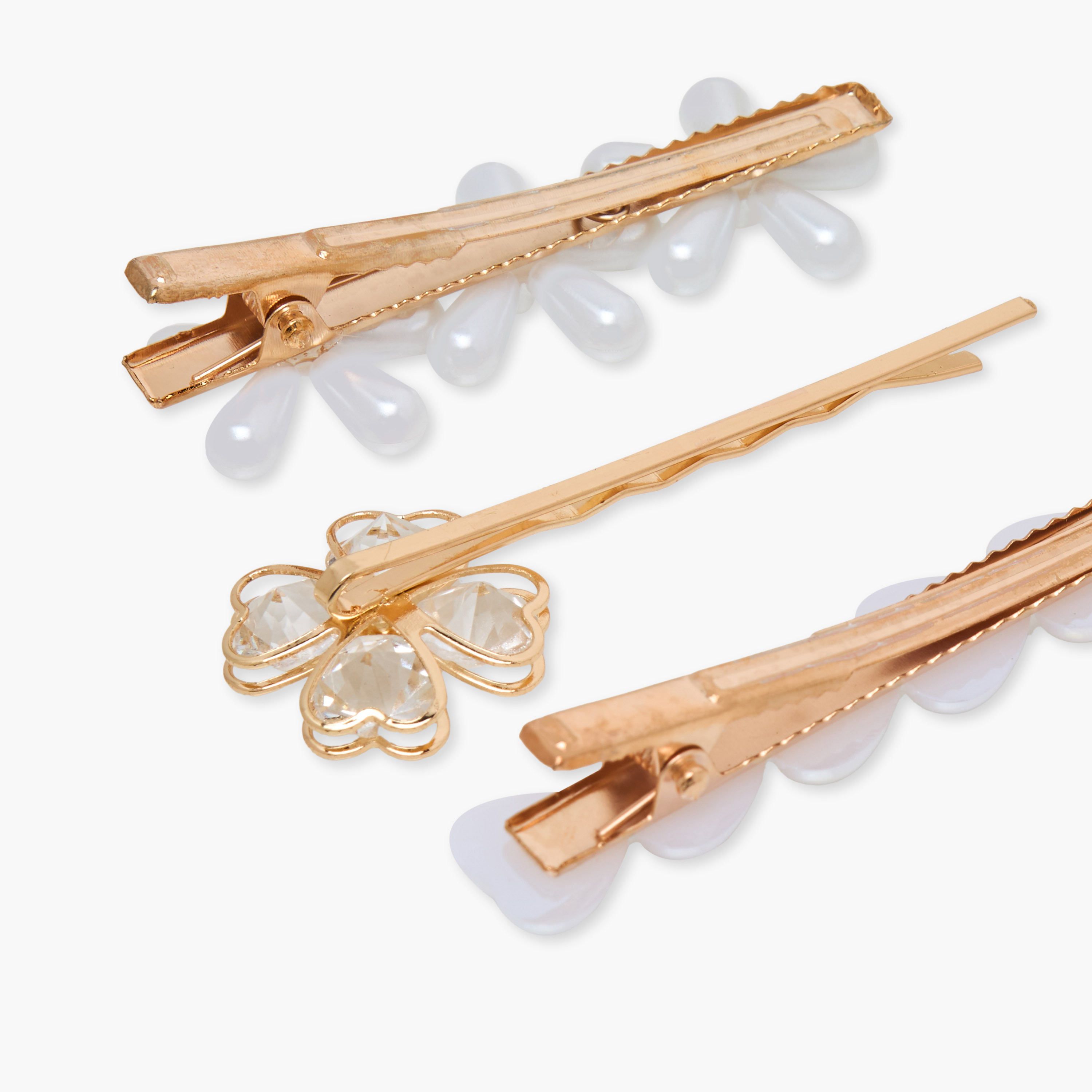 Pack of 3 Hair Clips with Pearl Detail-women-hairaccessories-clips-image-4