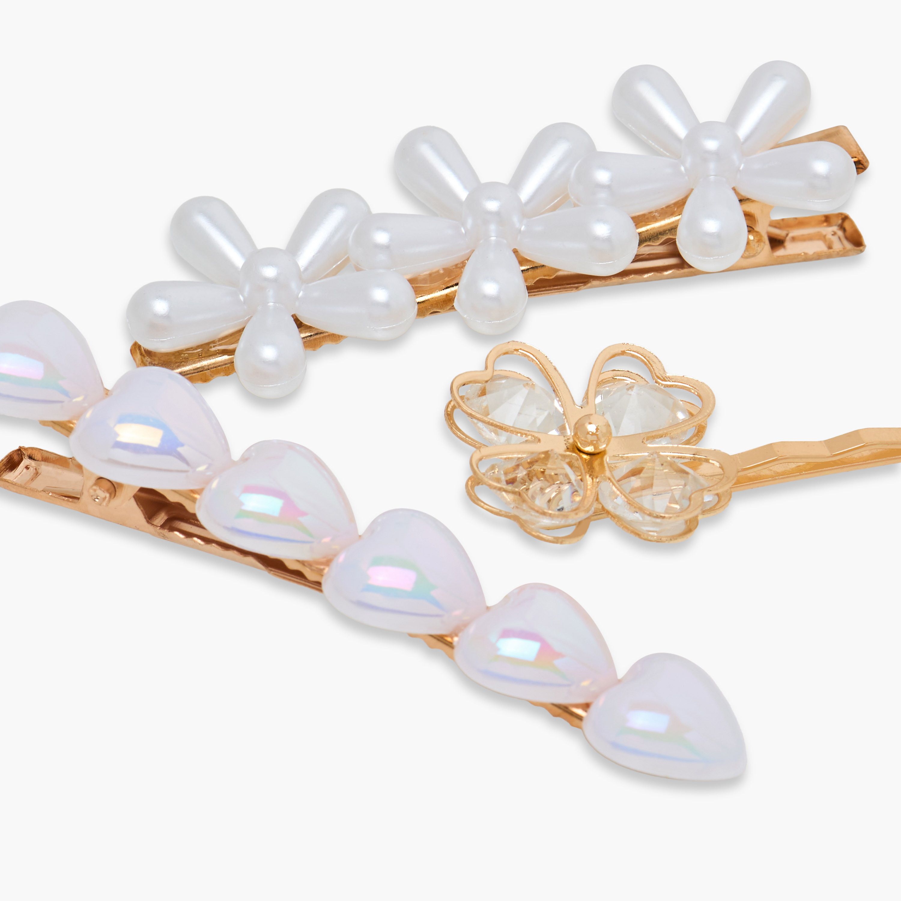 Pack of 3 Hair Clips with Pearl Detail-women-hairaccessories-clips-image-5