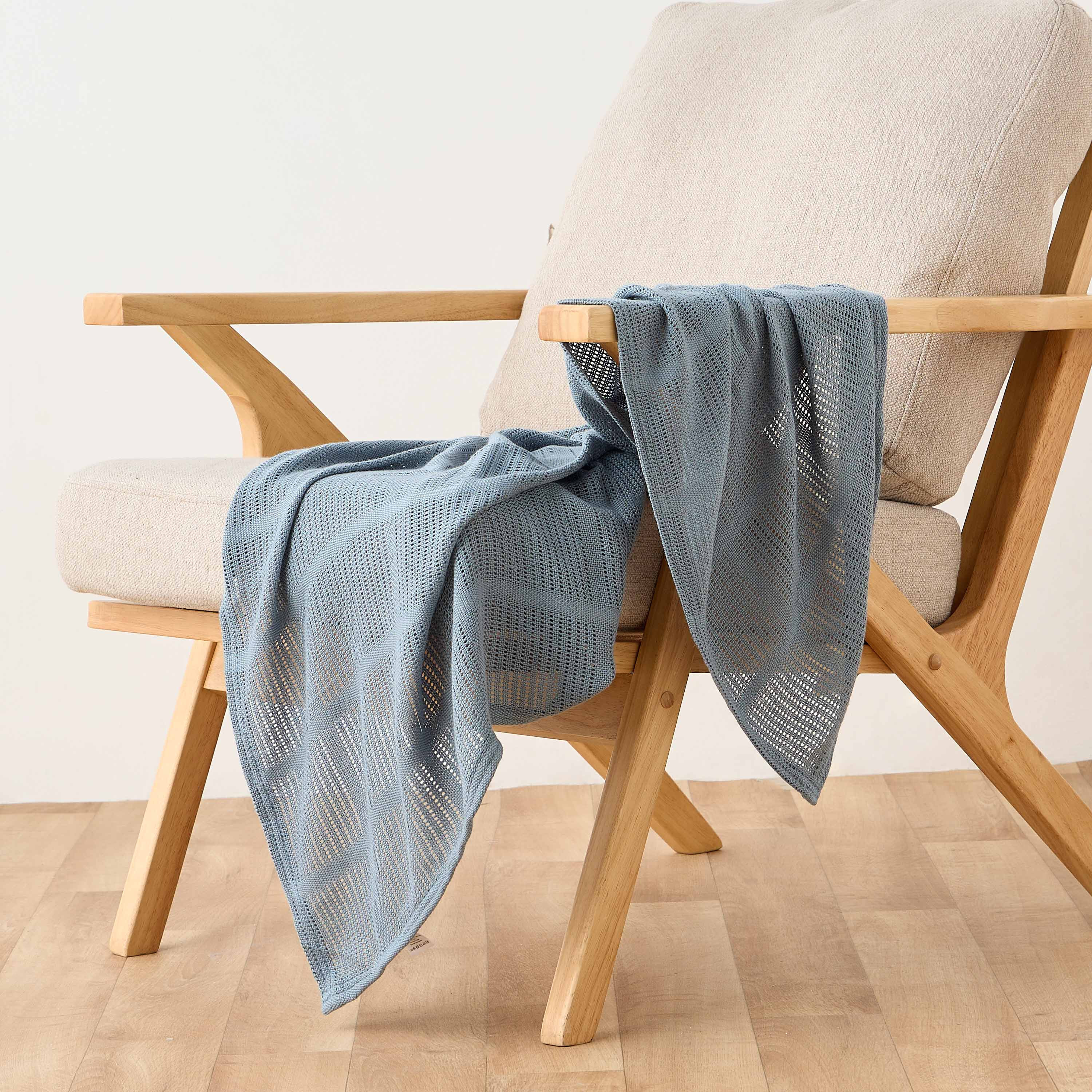 Juniors Blanket with Cellular Knit Design, 80x100 cm-baby-nursery-blanketsandswaddles-blanketsandquilts-image-2