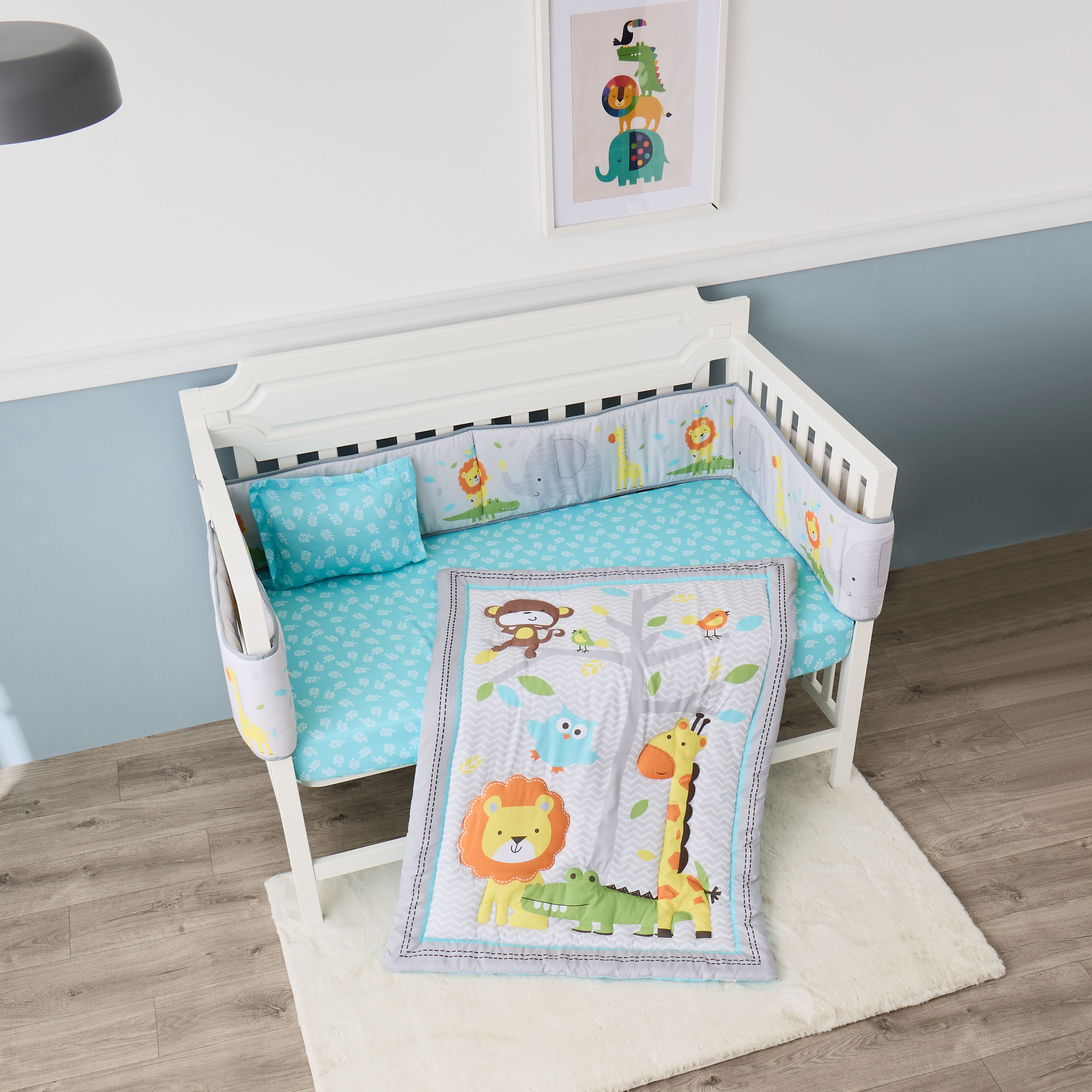 طقم مفارش سرير رضّع بطبعات سفاري من جونيورز - 107×84 سم-baby-nursery-babybedding-image-2