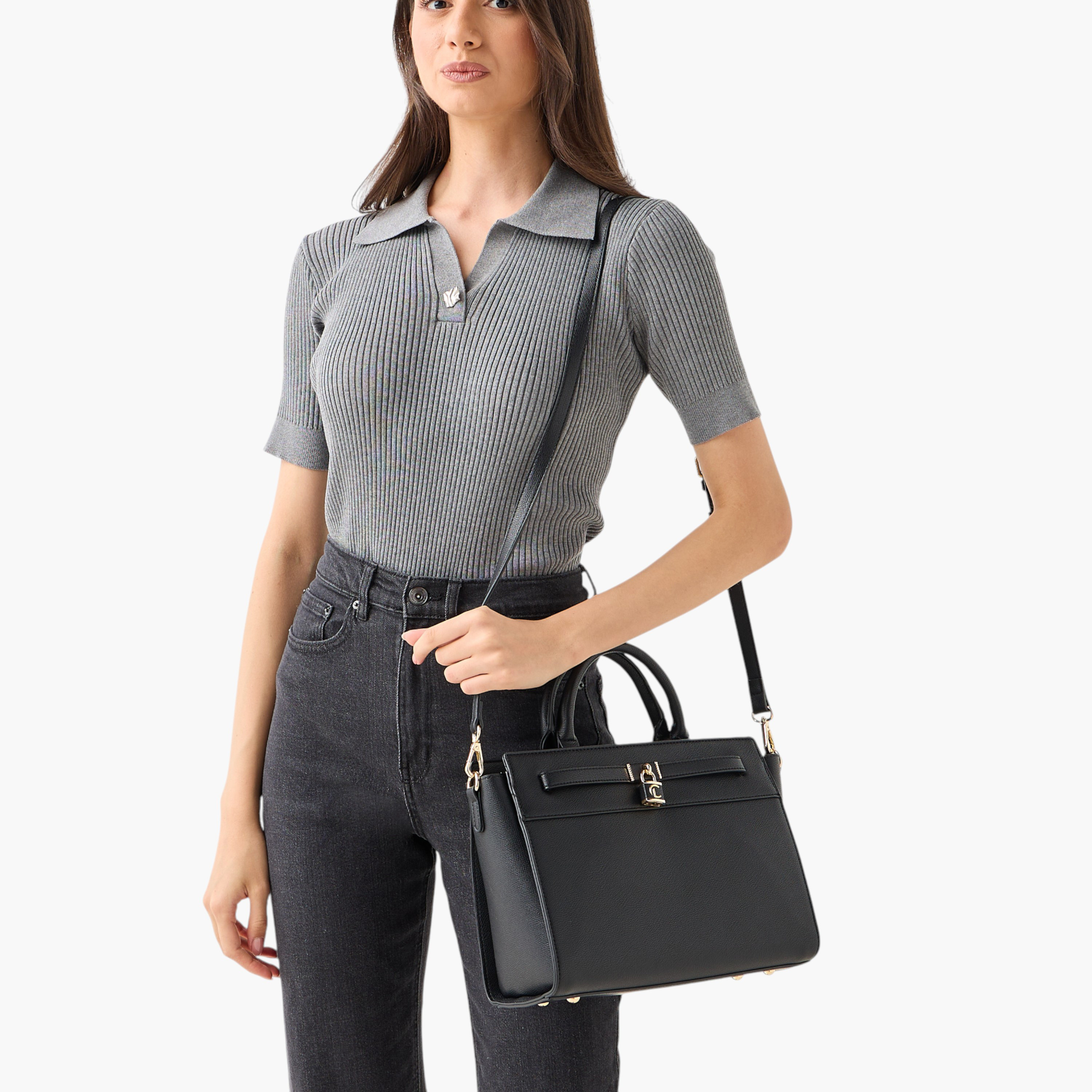 Le Confort Solid Tote Bag with Zip Closure-women-bagsandwallets-handbags-image-8