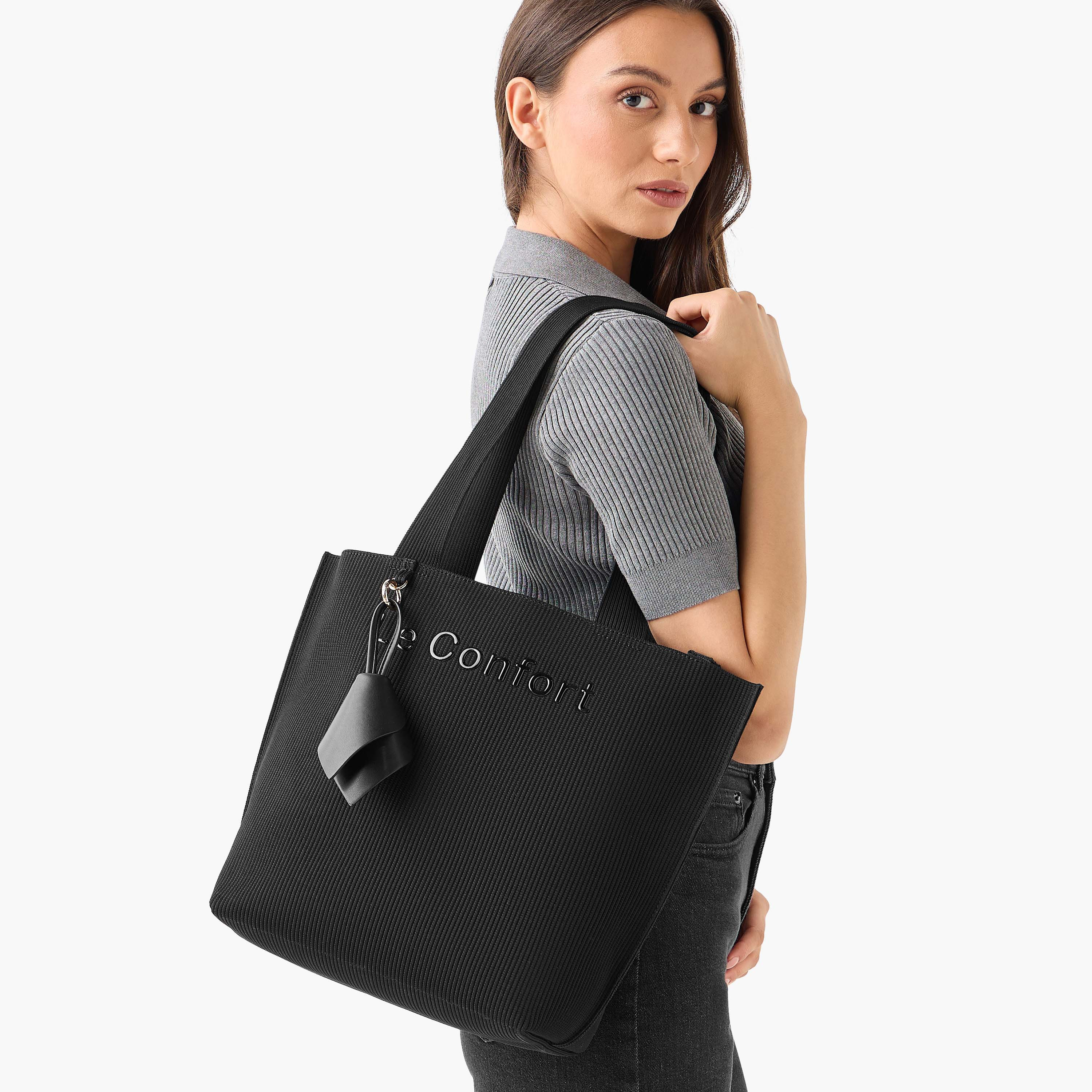 Le Confort Textured Tote Bag with Double Handle-women-bagsandwallets-handbags-image-2