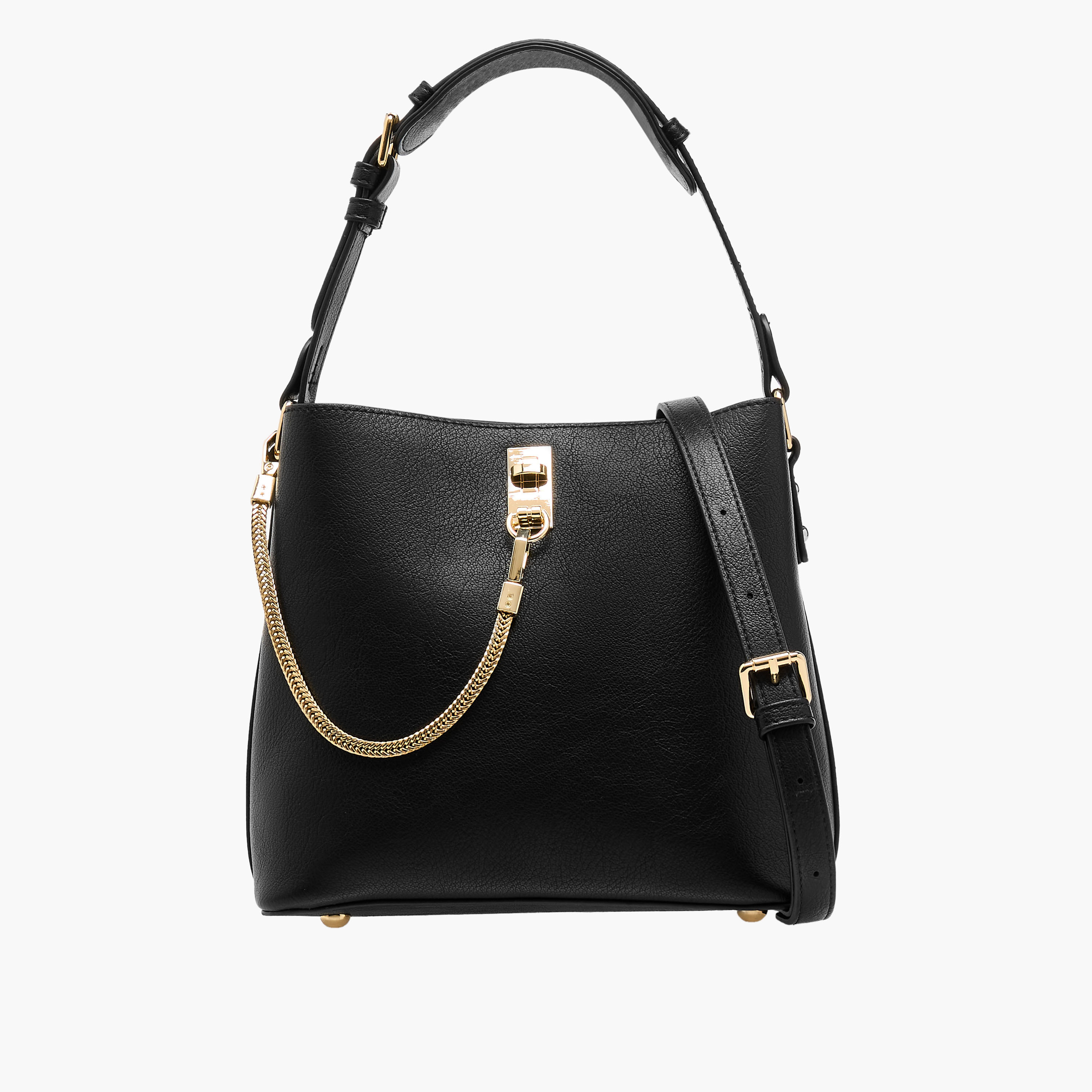 Le Confort Solid Shoulder Bag with Chain Accent and Zip Closure-women-bagsandwallets-handbags-image-1