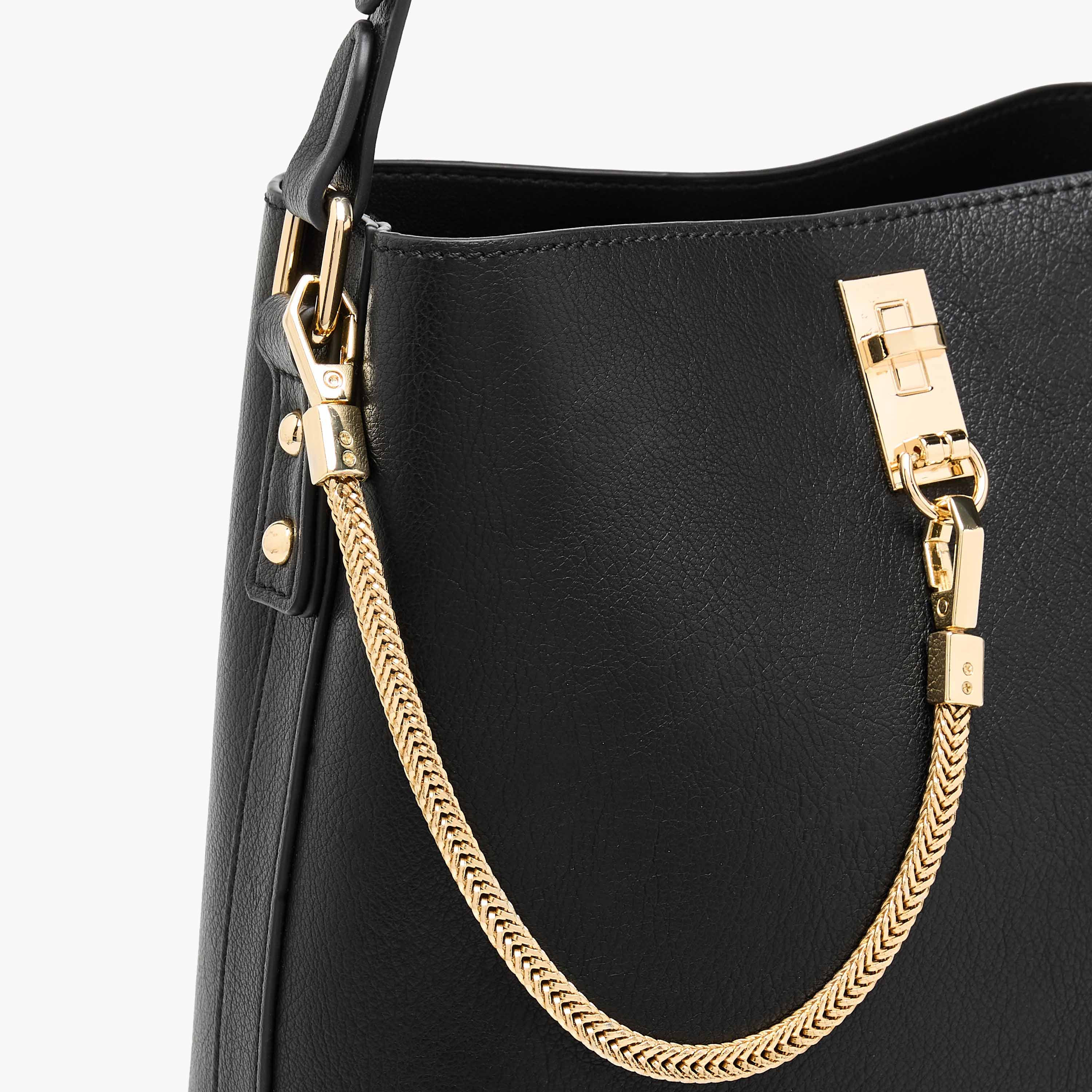 Le Confort Solid Shoulder Bag with Chain Accent and Zip Closure-women-bagsandwallets-handbags-image-5
