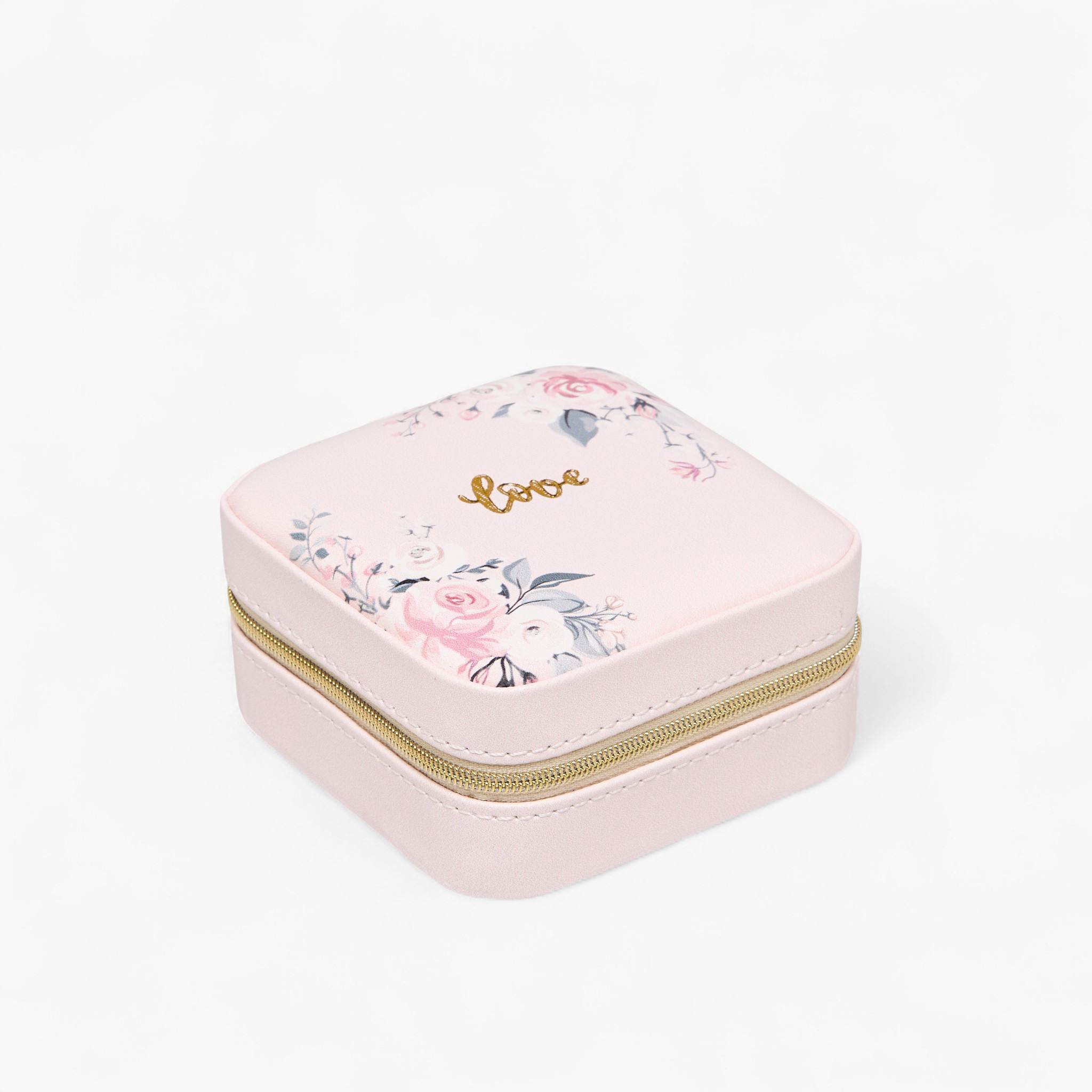 منظّم مجوهرات بطبعات زهور وسحّاب إغلاق - 10×10×4 سم-women-watchesandjewellery-jewellery-storage-image-1