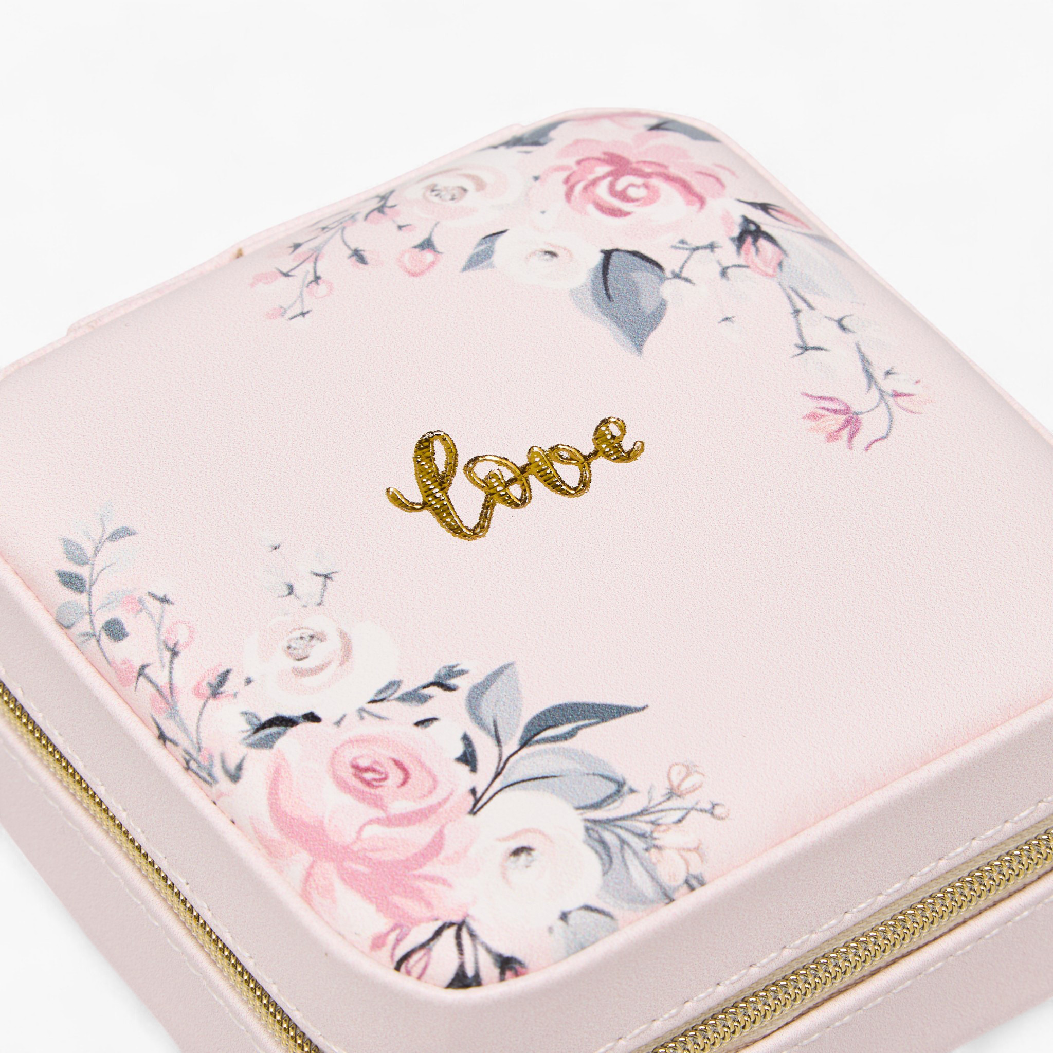 منظّم مجوهرات بطبعات زهور وسحّاب إغلاق - 10×10×4 سم-women-watchesandjewellery-jewellery-storage-image-4