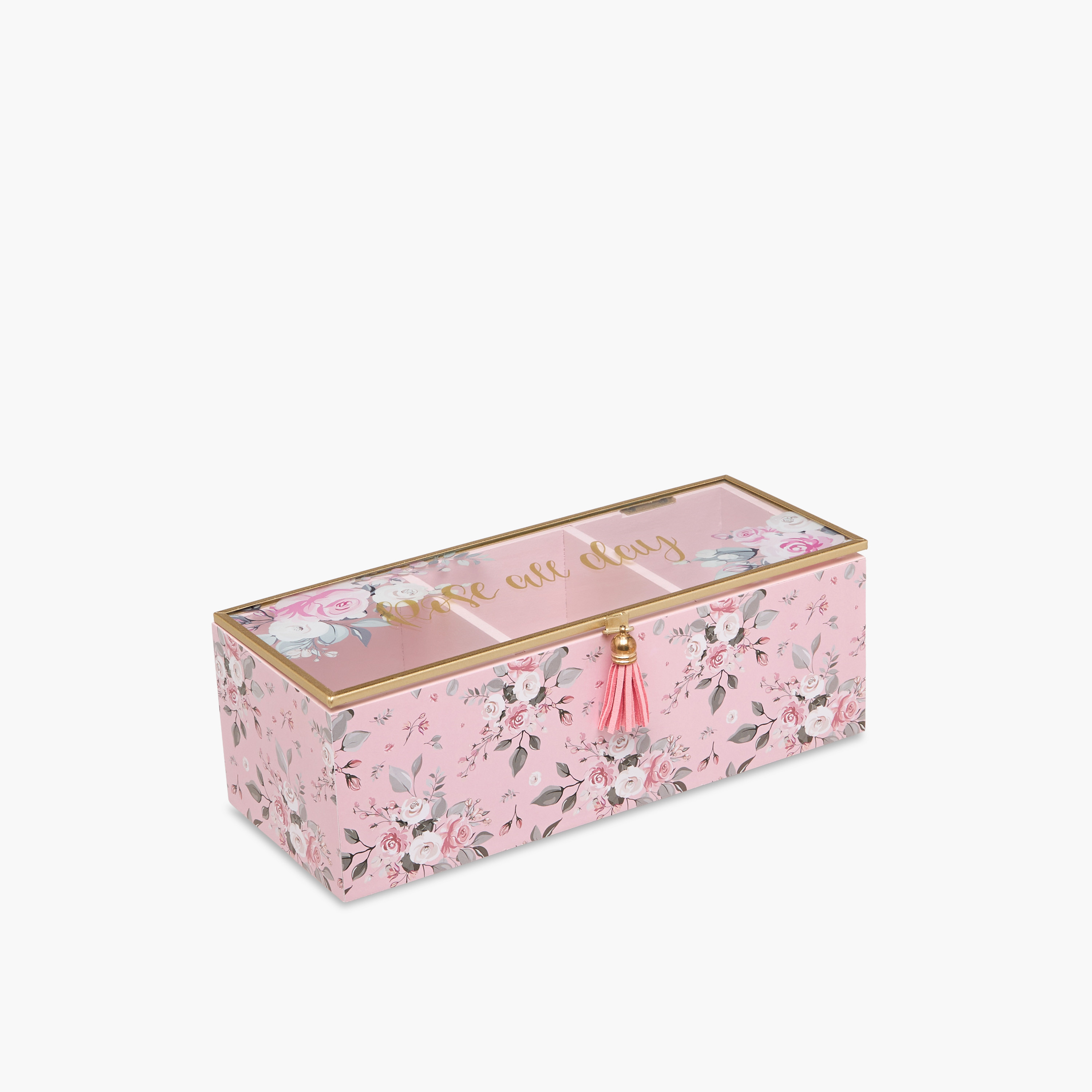 3-Compartment Jewellery Organizer with Floral Print - 20x10x8 cms-women-watchesandjewellery-jewellery-storage-image-1