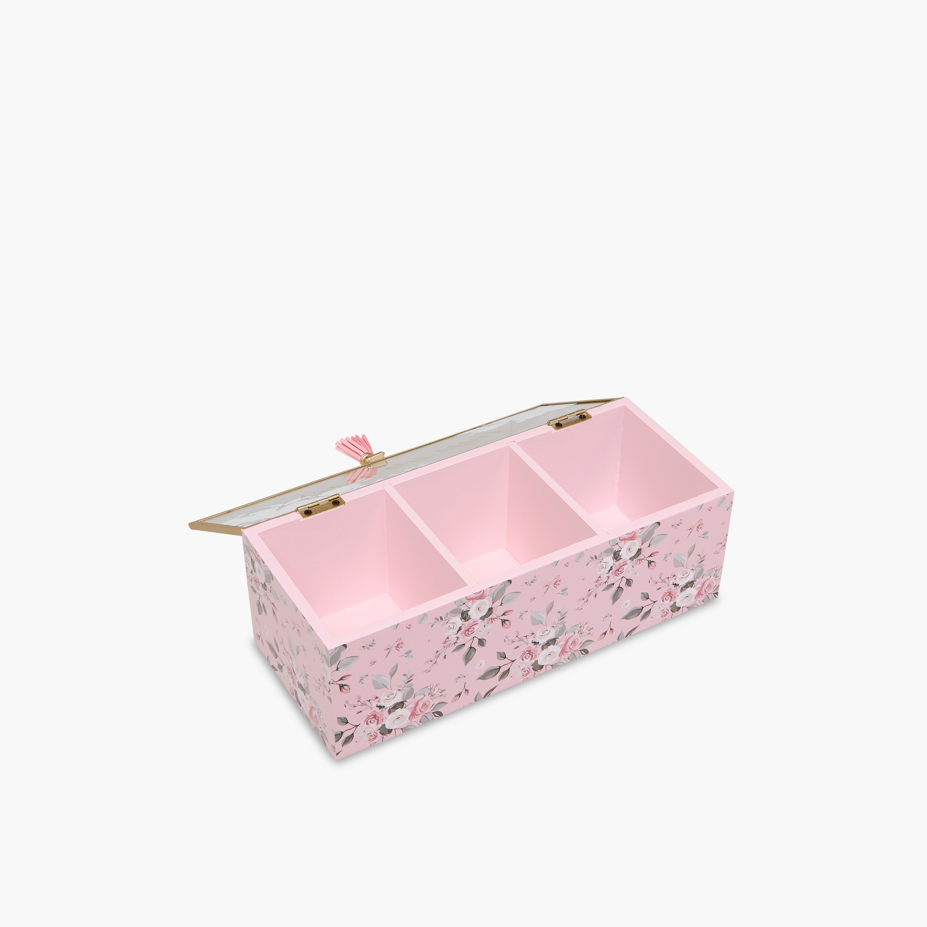 3-Compartment Jewellery Organizer with Floral Print - 20x10x8 cms-women-watchesandjewellery-jewellery-storage-image-2