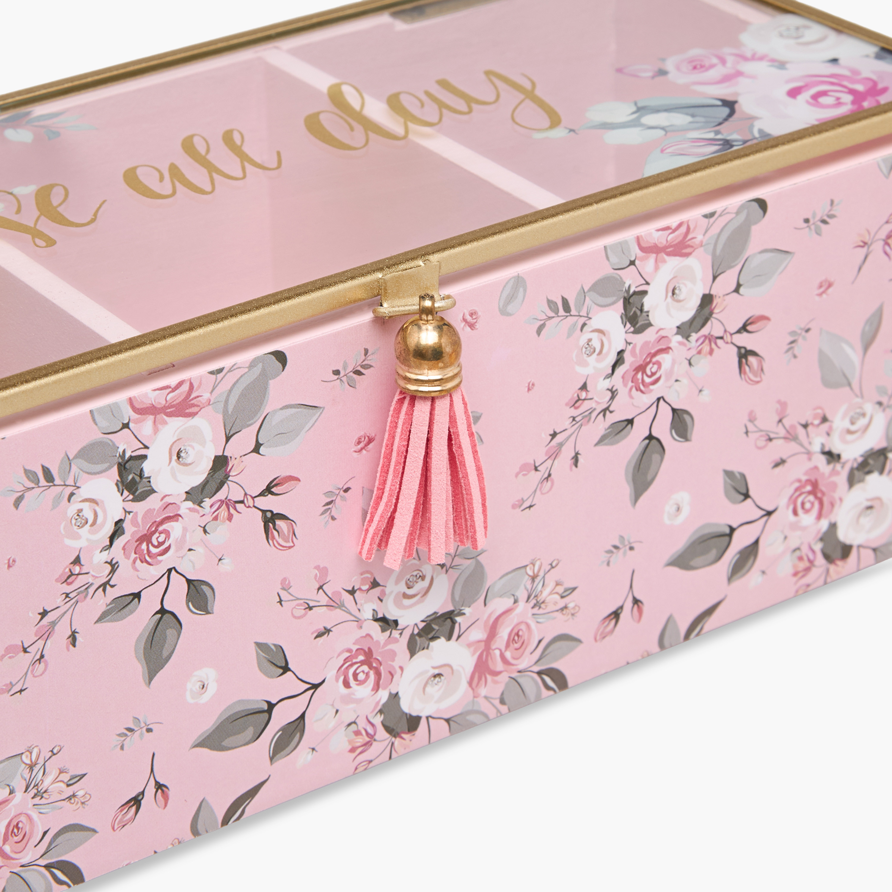3-Compartment Jewellery Organizer with Floral Print - 20x10x8 cms-women-watchesandjewellery-jewellery-storage-image-4