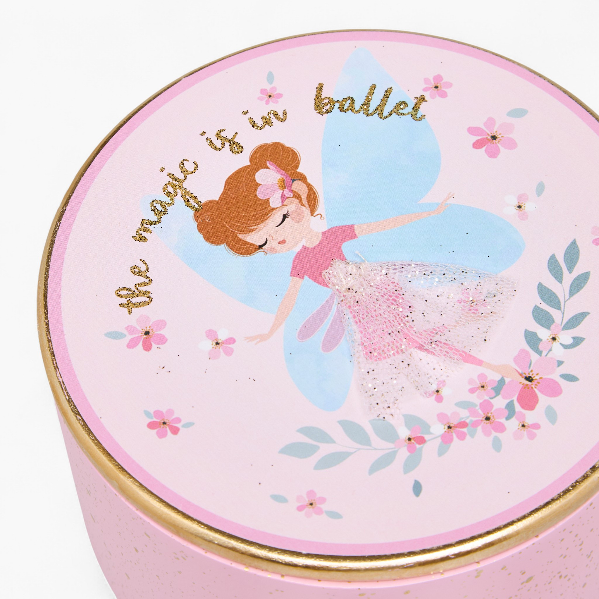 Dancing Fairy 3-Compartment Jewellery Organizer with Glitter Print and Mirror - 13x13x7 cms-women-watchesandjewellery-jewellery-storage-image-4