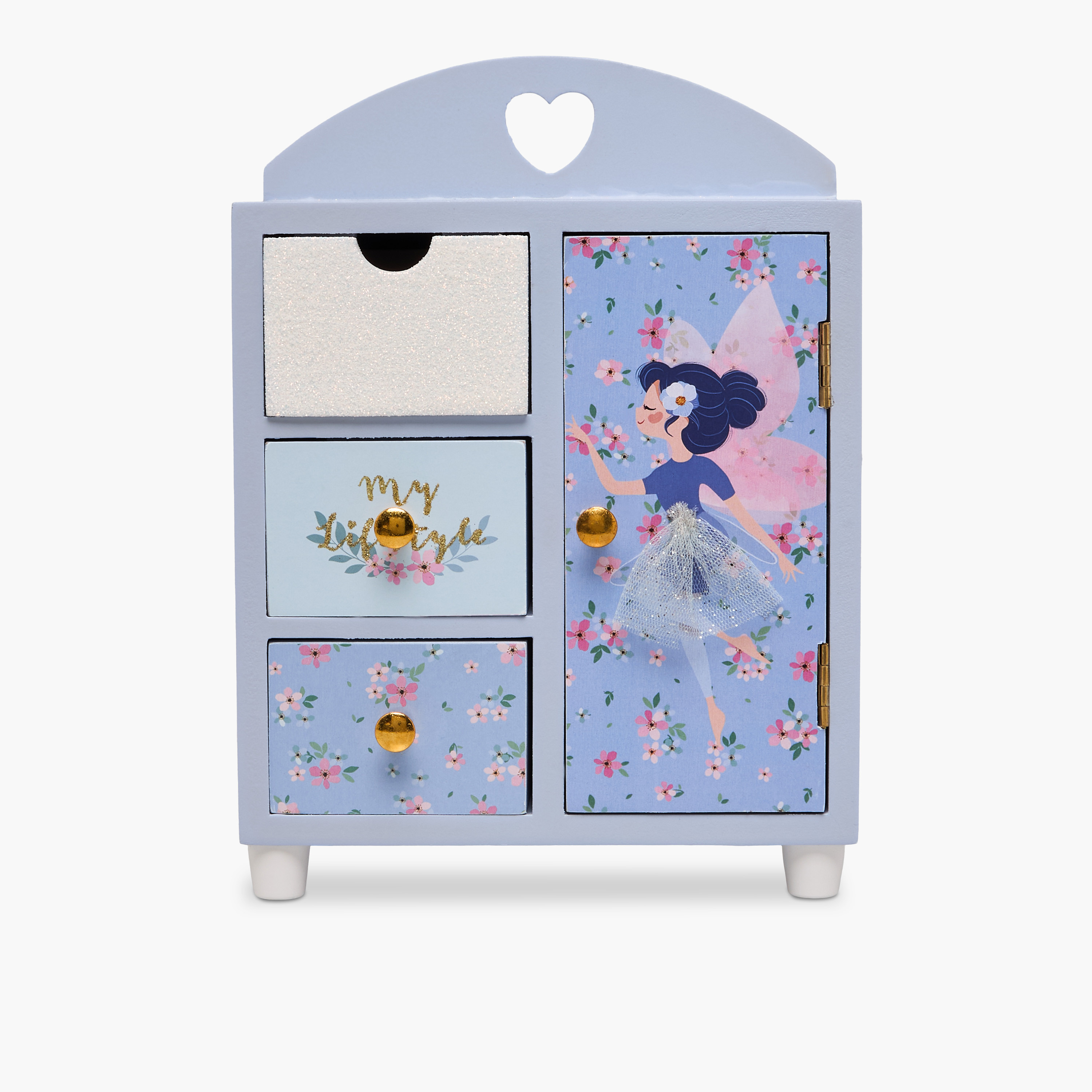 Dancing Fairy 4-Compartment Jewellery Organizer with Glitter Print - 18x10x25 cms-women-watchesandjewellery-jewellery-storage-image-1