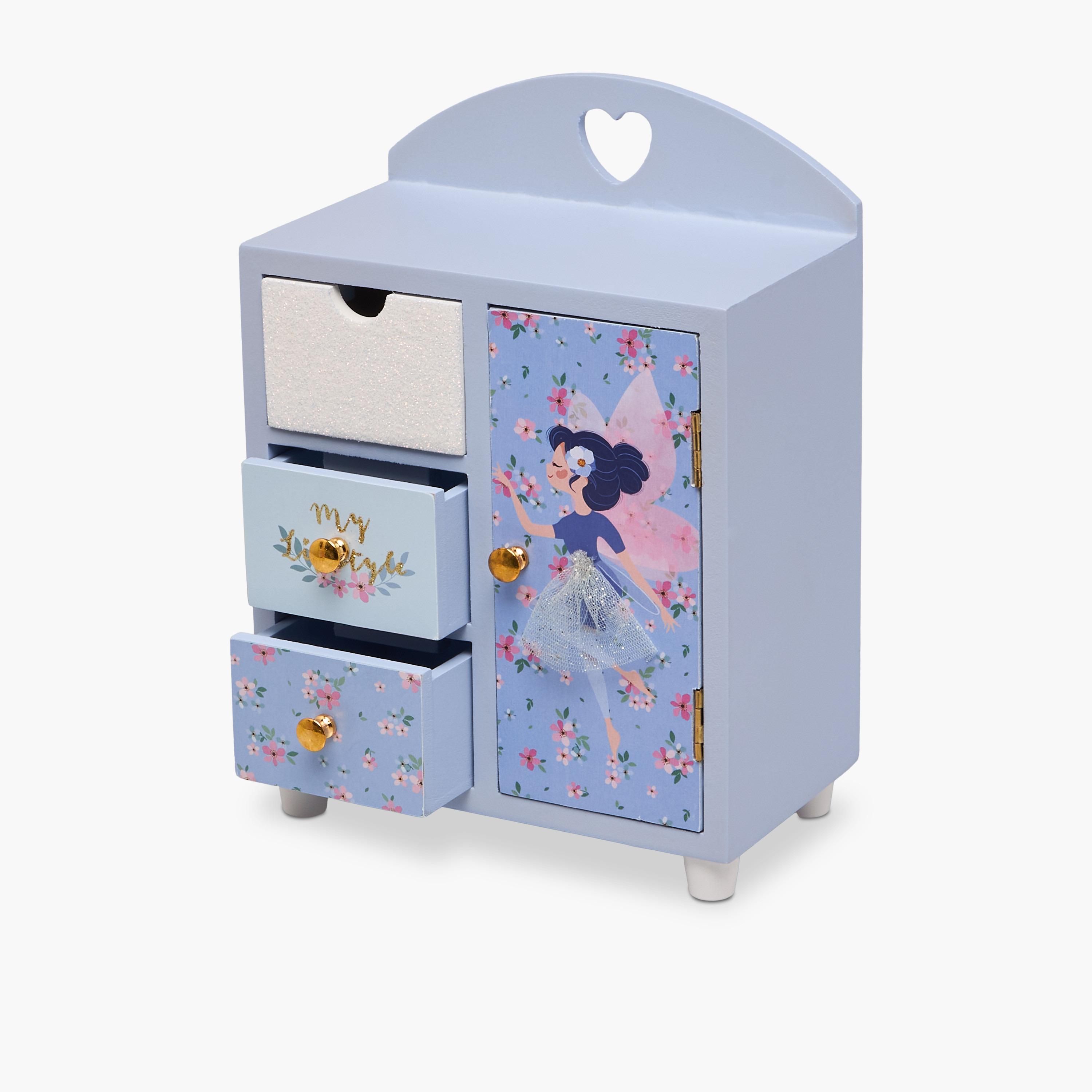 Dancing Fairy 4-Compartment Jewellery Organizer with Glitter Print - 18x10x25 cms-women-watchesandjewellery-jewellery-storage-image-2