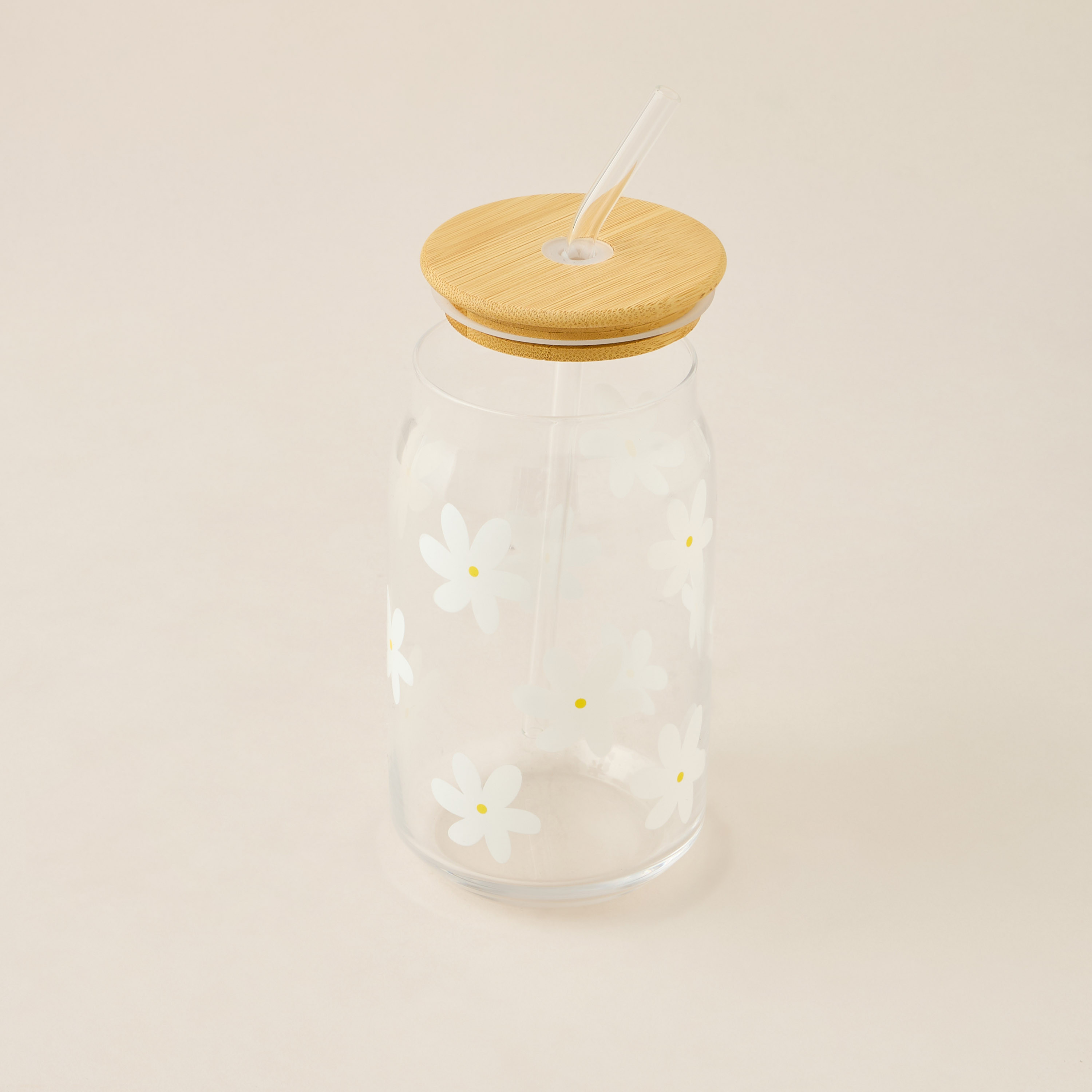 Daisy Print 2-Piece Glass Tumbler with Straw Set-household-dining-glassware-drinkingglasses-image-3