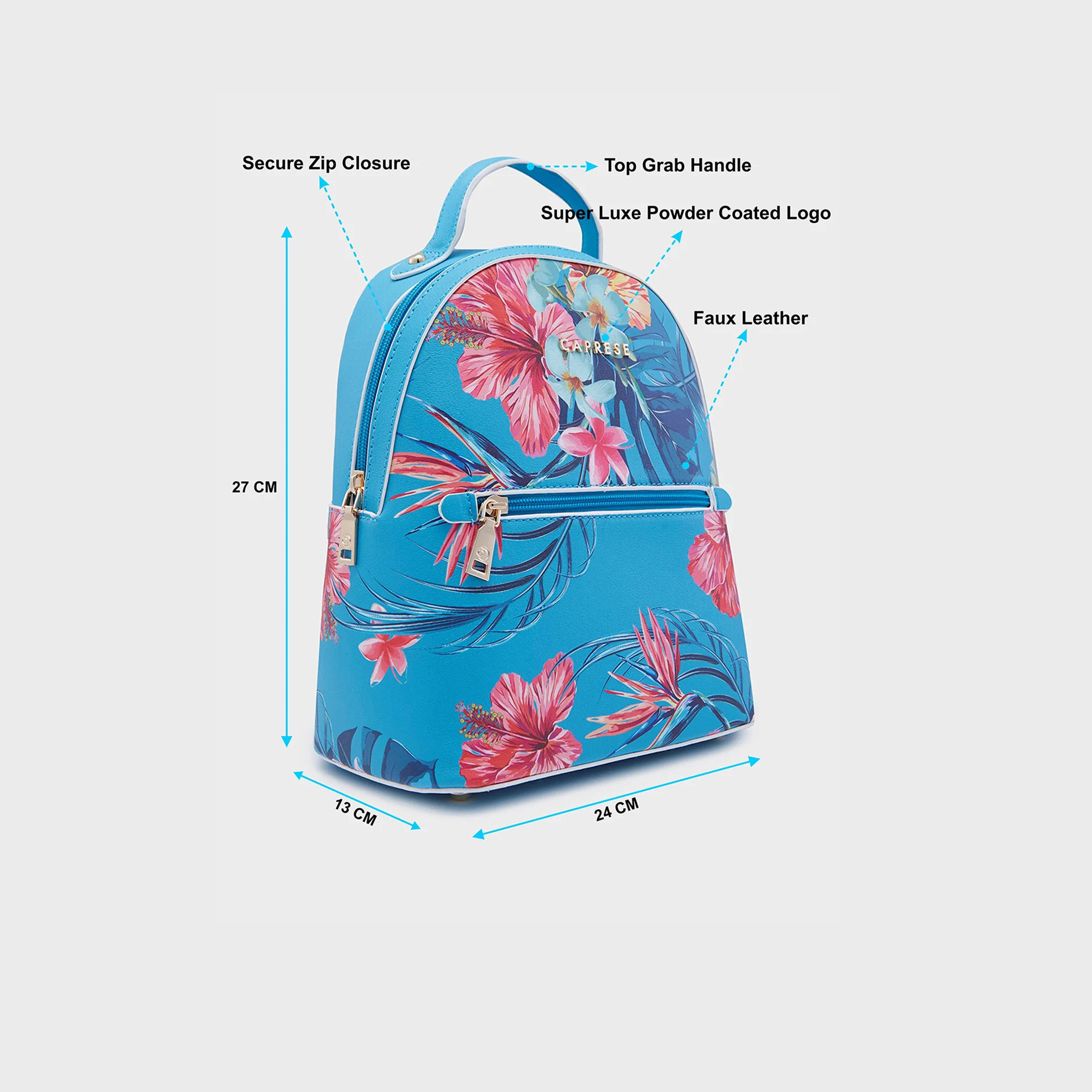 Caprese Printed Top Handle Mini Backpack with Zipper Closure and Adjustable Strap | 27 x 24 x 13 cm-travel-luggagesandbags-backpacks-image-3