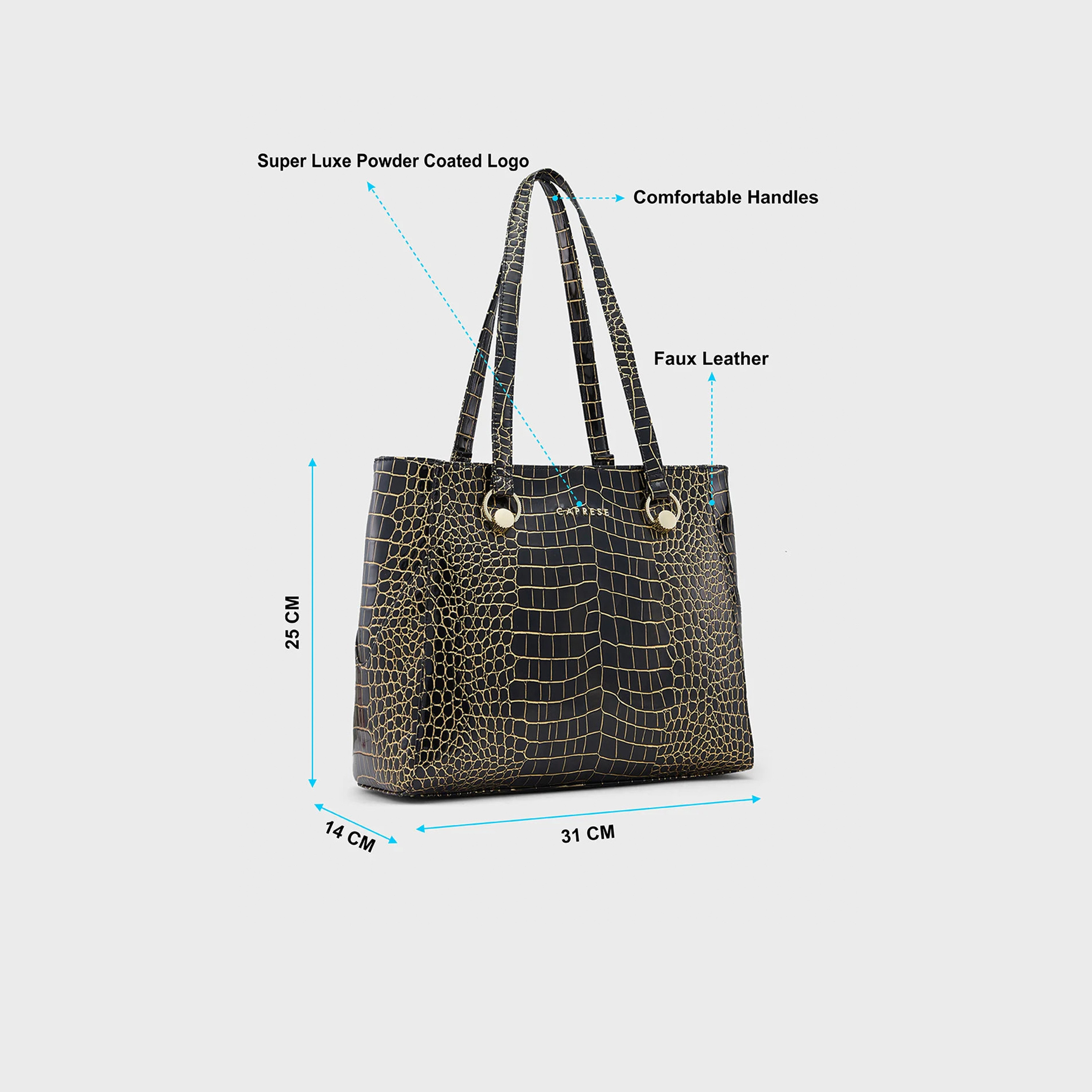حقيبة كروس بطبعة من كابريزي مع إغلاق بسحاب وحزام قابل للتعديل | 31 × 25 × 14 سم-women-bagsandwallets-handbags-image-3