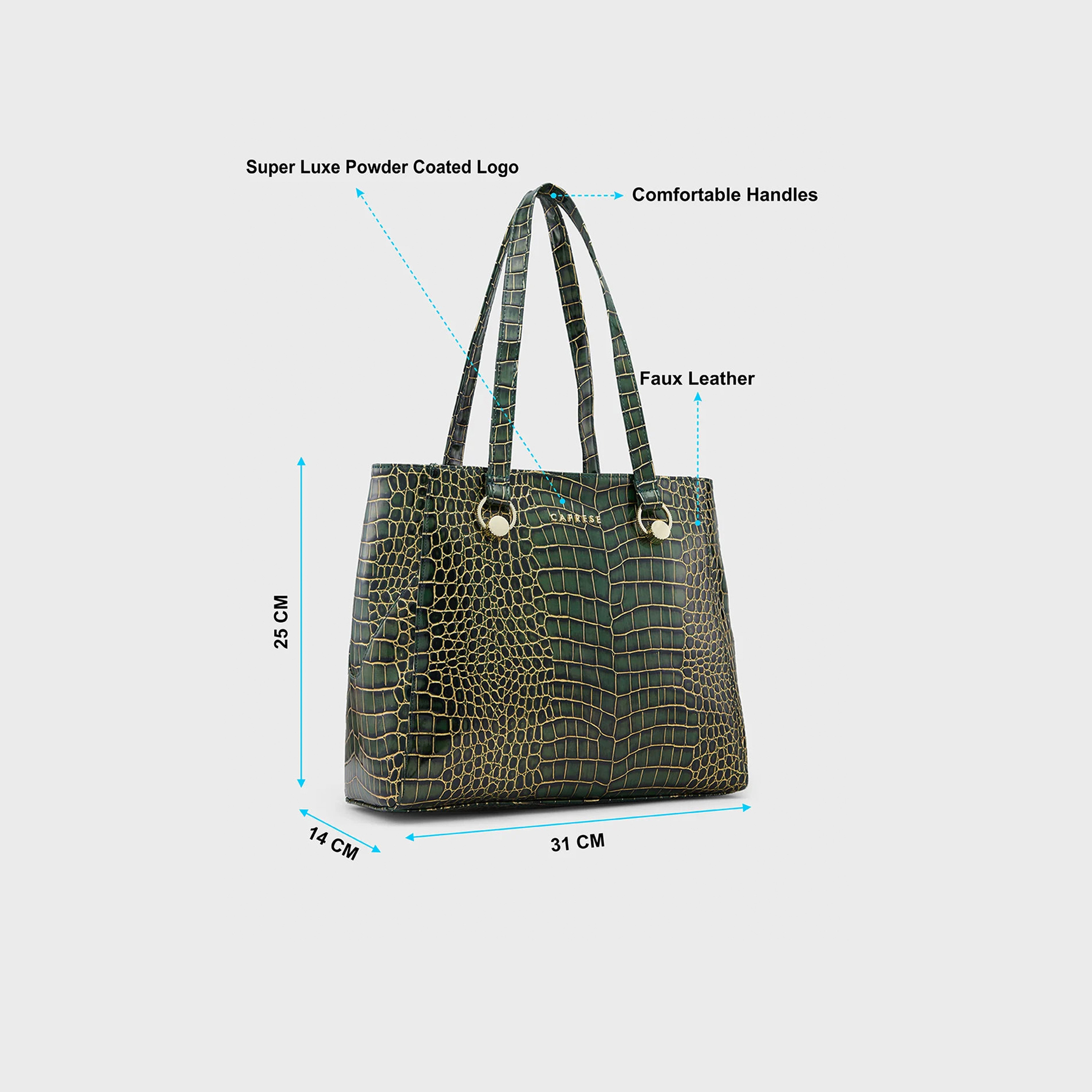 حقيبة كتف بمقبض مزدوج بطبعة من Caprese مع إغلاق بسحاب | 31 × 25 × 14 سم-women-bagsandwallets-handbags-image-3