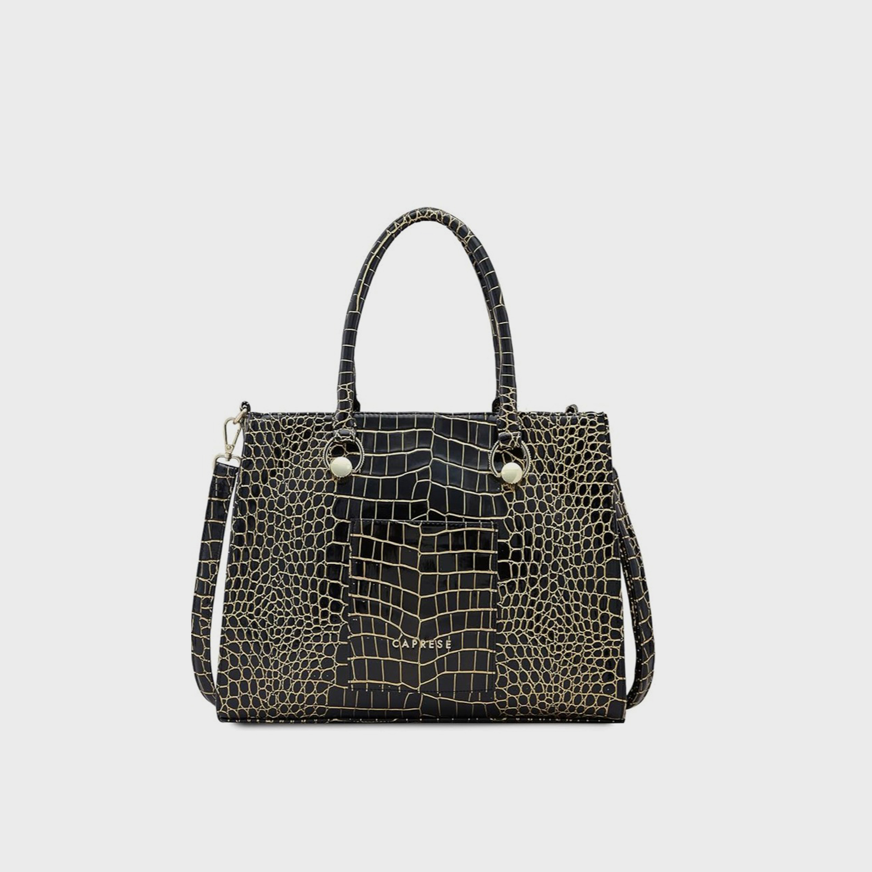 Caprese Animal Print Double-Handle Shoulder Bag with Zipper Closure and Detachable Strap | 47 x 25 x 14 cm-women-bagsandwallets-handbags-image-1