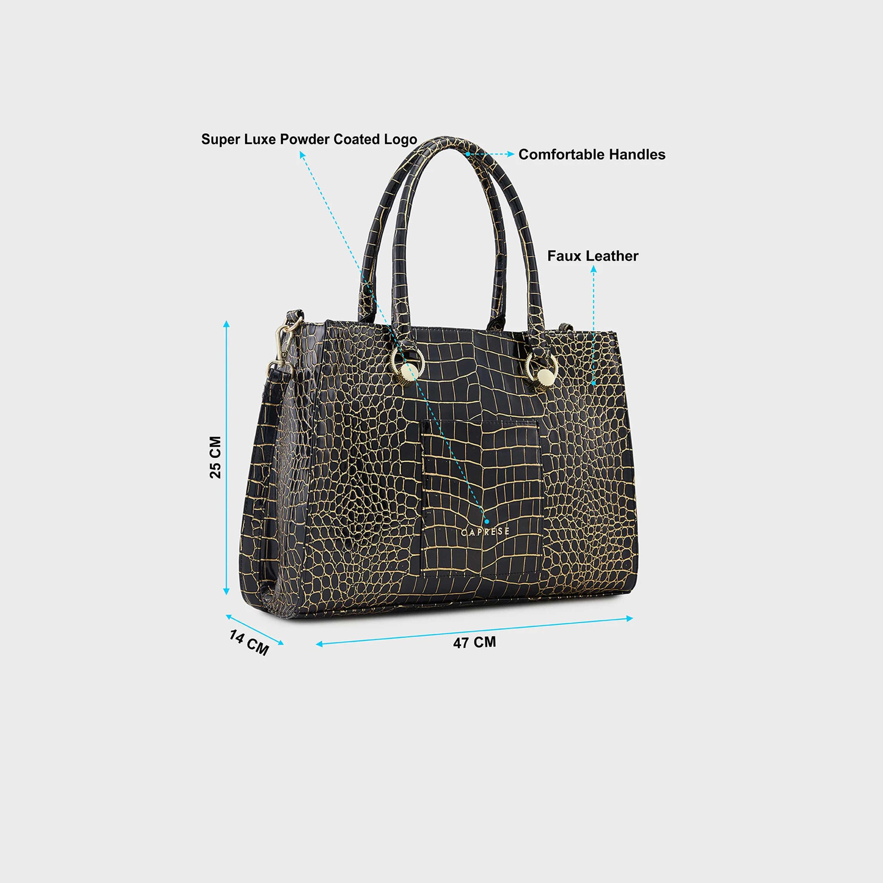 Caprese Animal Print Double-Handle Shoulder Bag with Zipper Closure and Detachable Strap | 47 x 25 x 14 cm-women-bagsandwallets-handbags-image-3