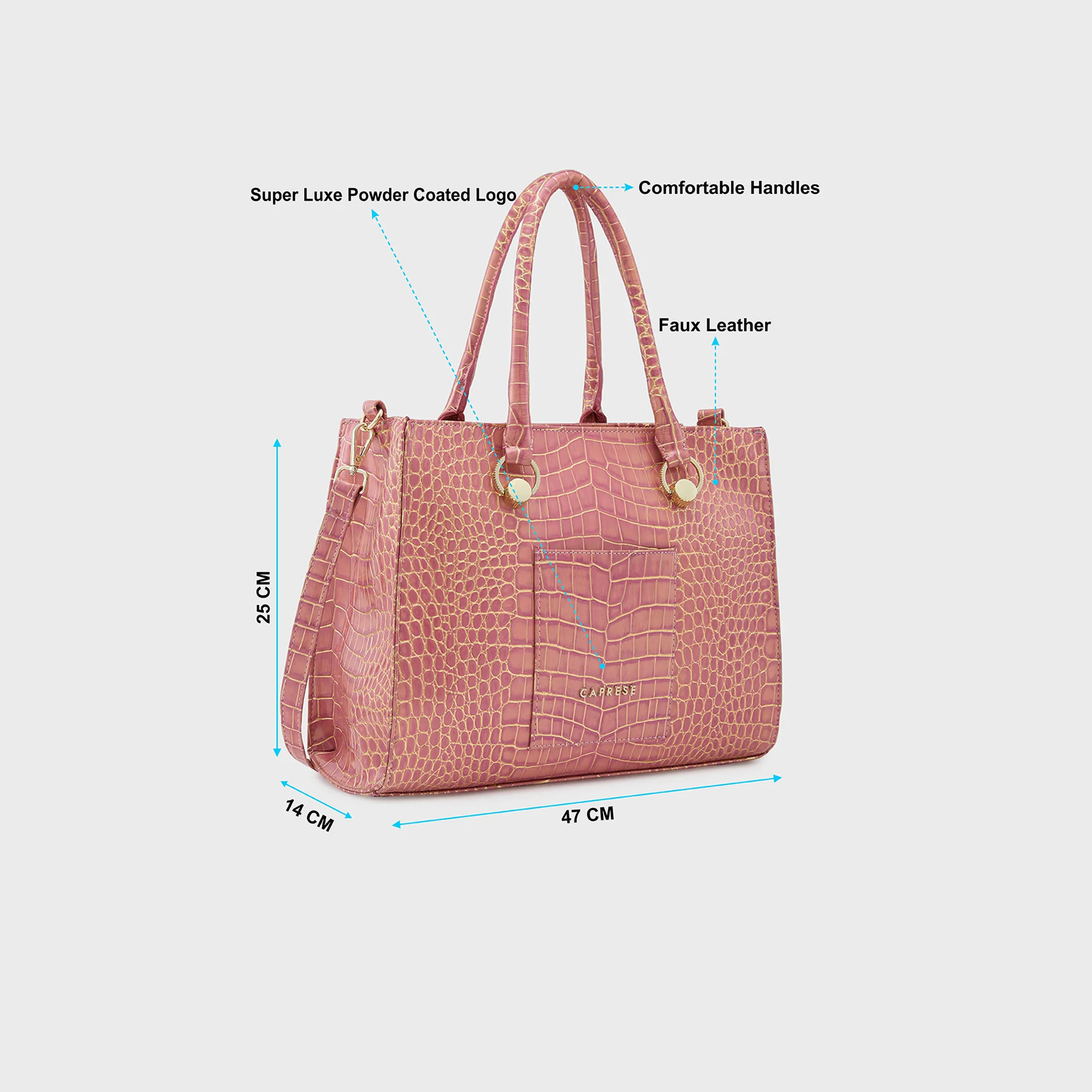 حقيبة كتف بمقبض مزدوج بطبعة من Caprese مع إغلاق بسحاب وحزام قابل للفصل | 47 × 25 × 14 سم-women-bagsandwallets-handbags-image-3