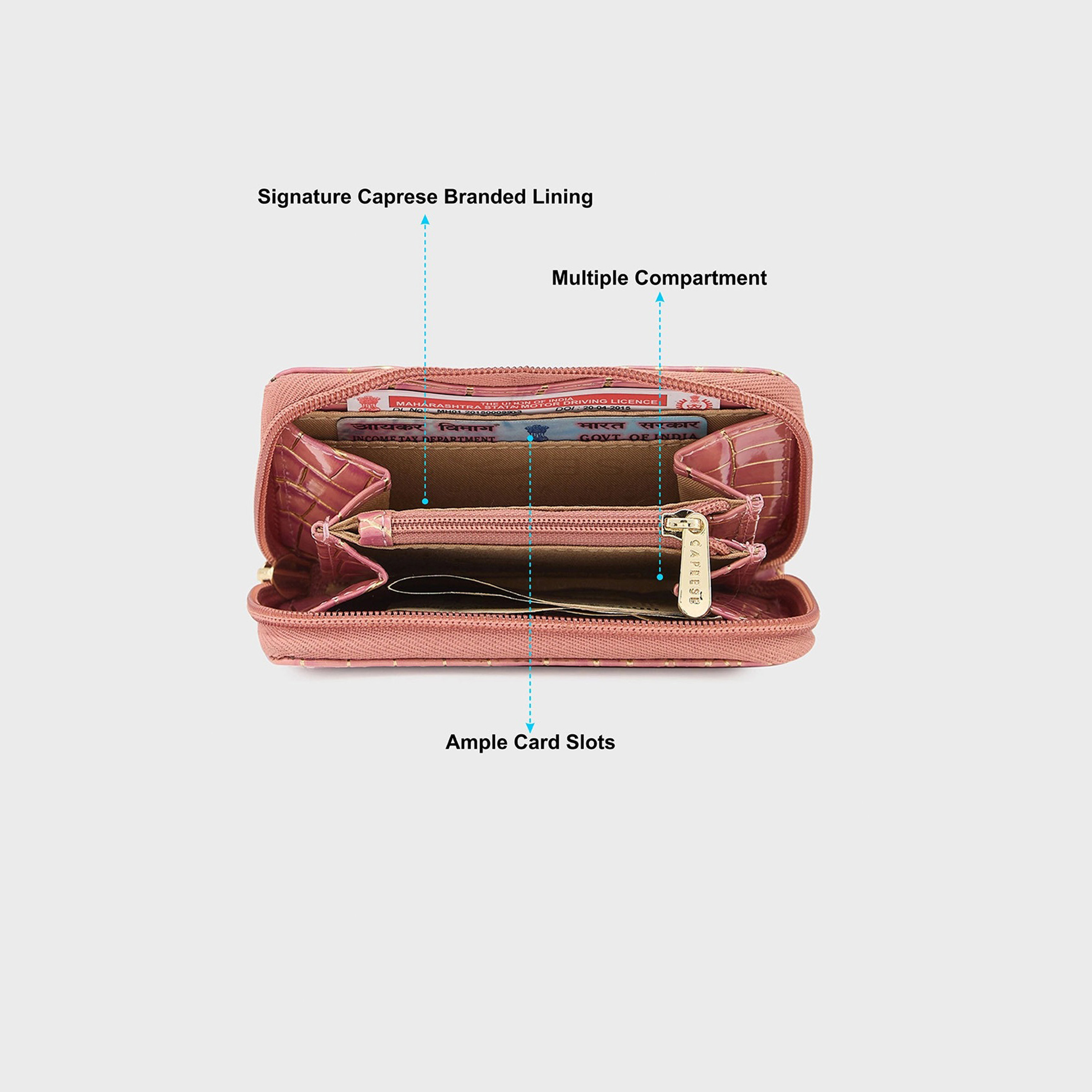 Caprese محفظة بطبعة مع إغلاق بسحاب | 12 × 3 × 9 سم-women-bagsandwallets-wallets-image-3