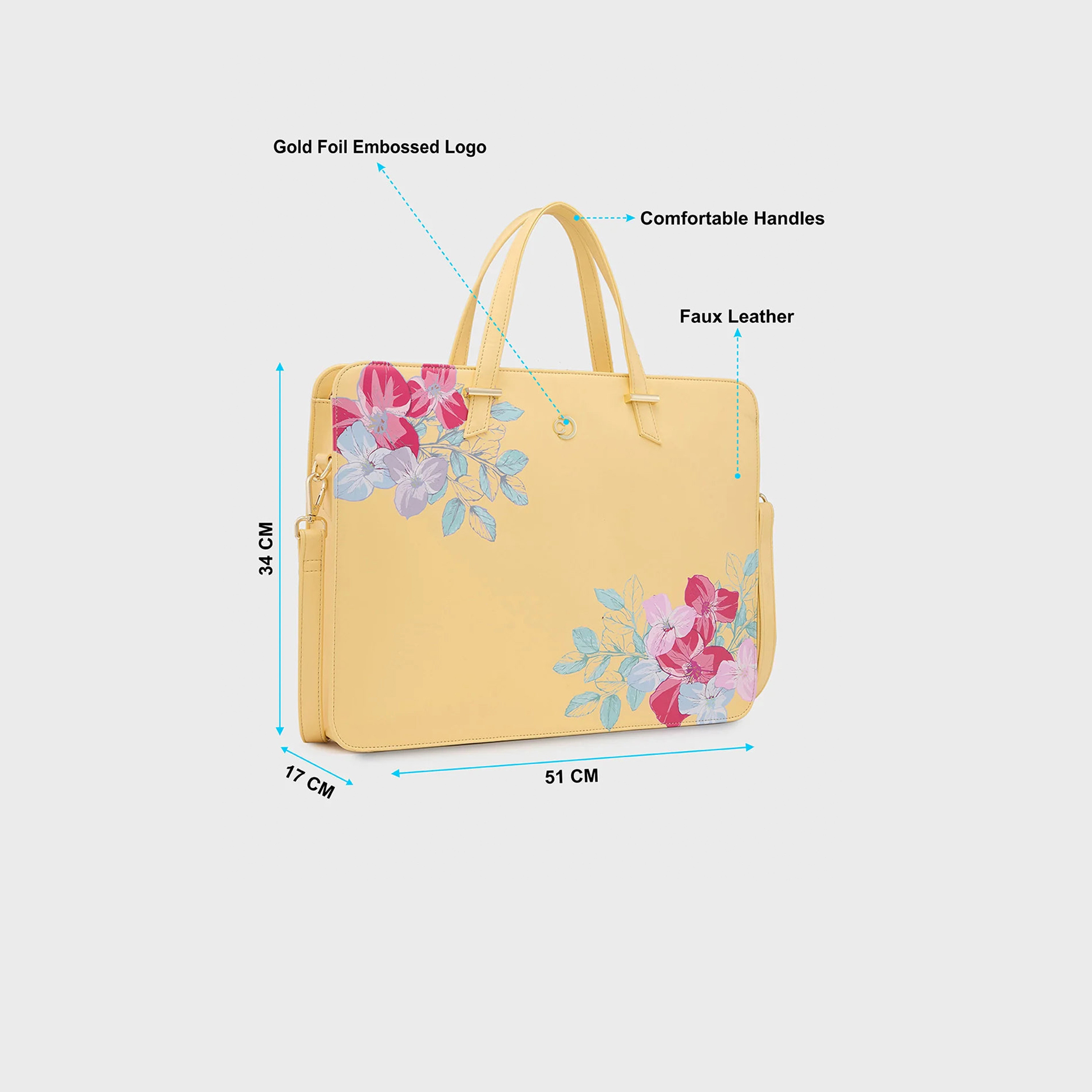 Caprese Printed Double-Handle Laptop Bag with Zipper Closure and Detachable Strap | 51 x 34 x 17 cm-women-bagsandwallets-handbags-image-4