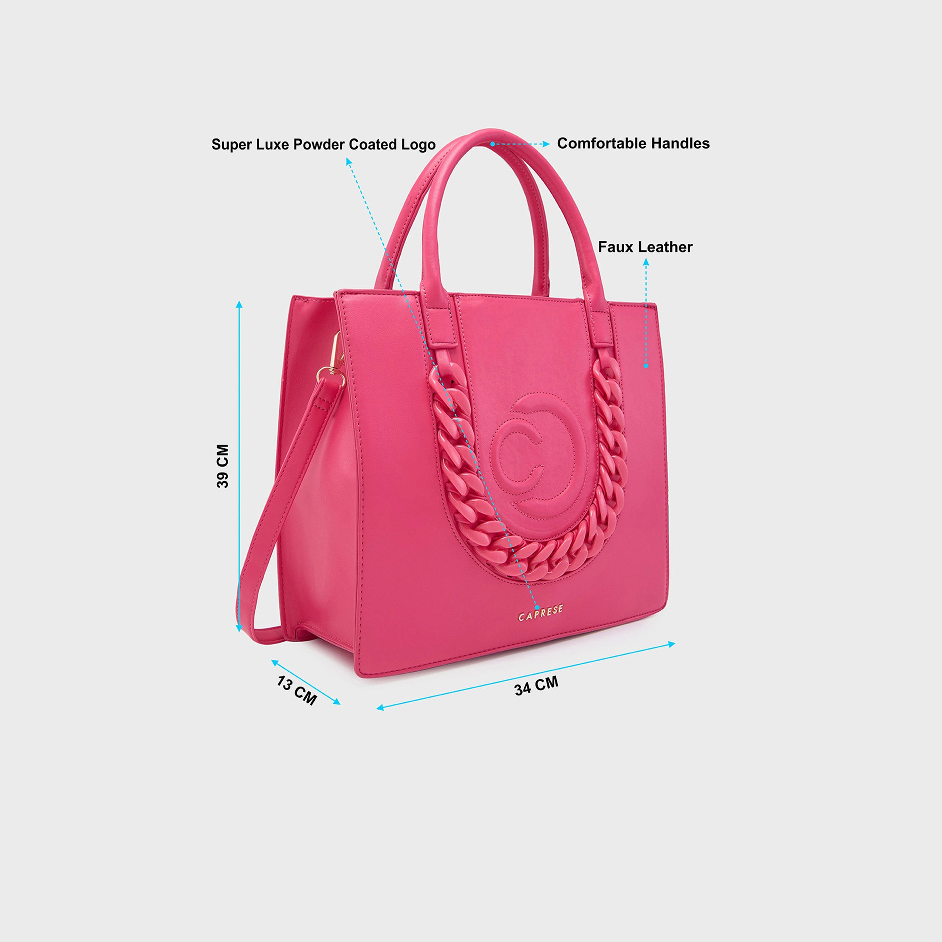 Caprese Embellishment Double-Handle Shoulder Bag with Zipper Closure and Detachable Strap | 39 x 34 x 13 cm-women-bagsandwallets-handbags-image-3