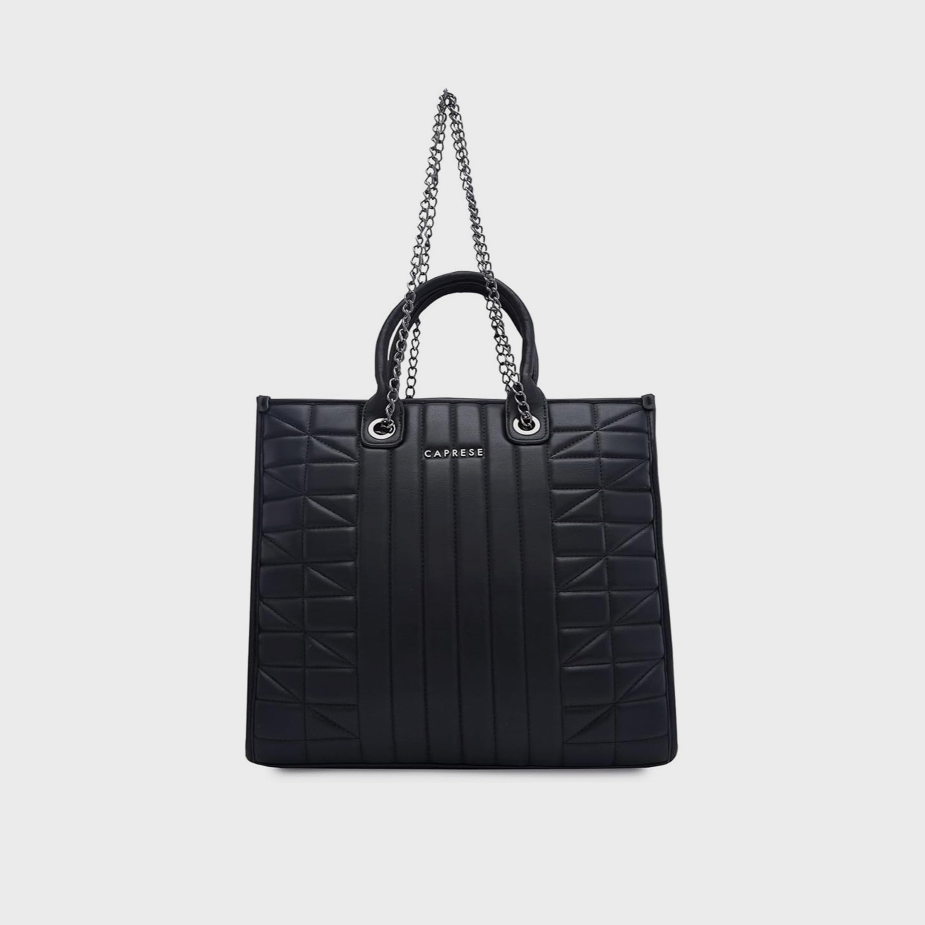 Caprese Quilted Double-Handle Shoulder Bag with Zipper Closure and Chain Strap | 32 x 11 x 23 cm-women-bagsandwallets-handbags-image-1