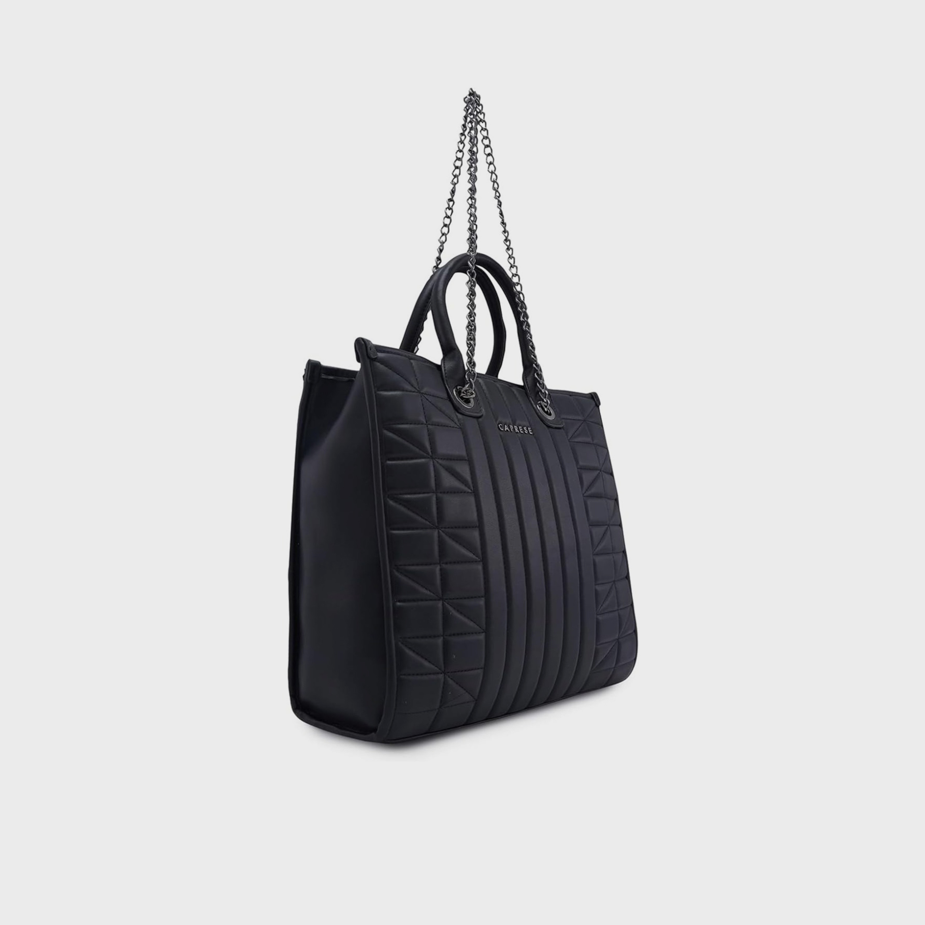 Caprese Quilted Double-Handle Shoulder Bag with Zipper Closure and Chain Strap | 32 x 11 x 23 cm-women-bagsandwallets-handbags-image-3