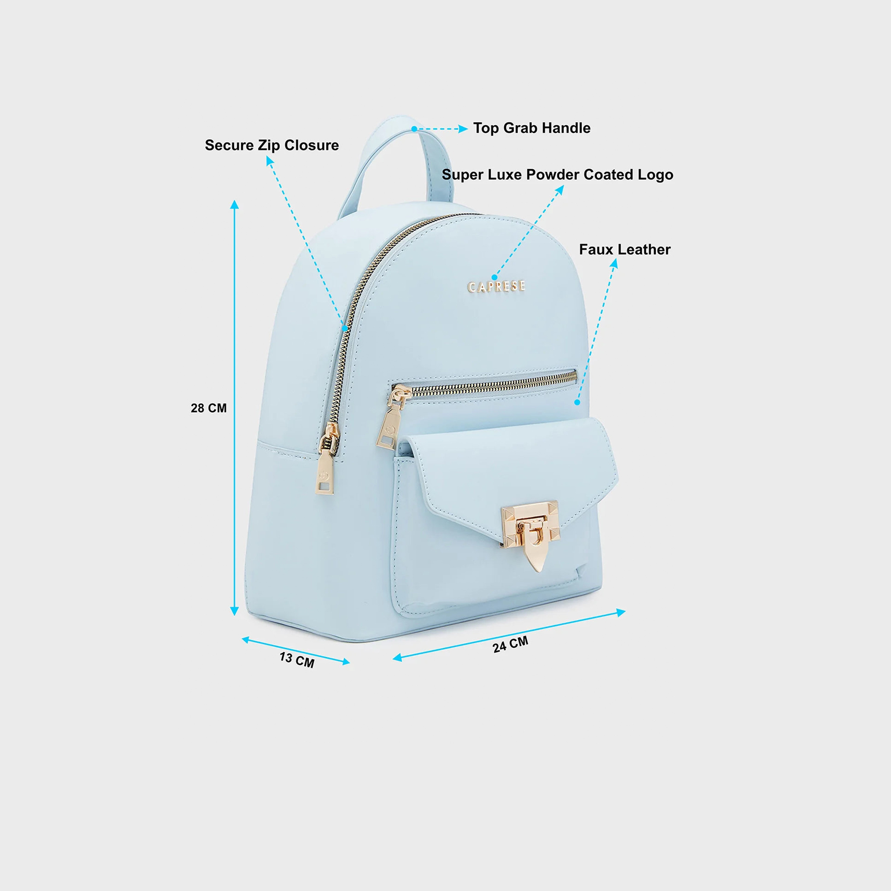 Caprese Top Handle Mini Backpack with Zipper Closure and Adjustable Strap | 28 x 24 x 13 cm-travel-luggagesandbags-backpacks-image-3