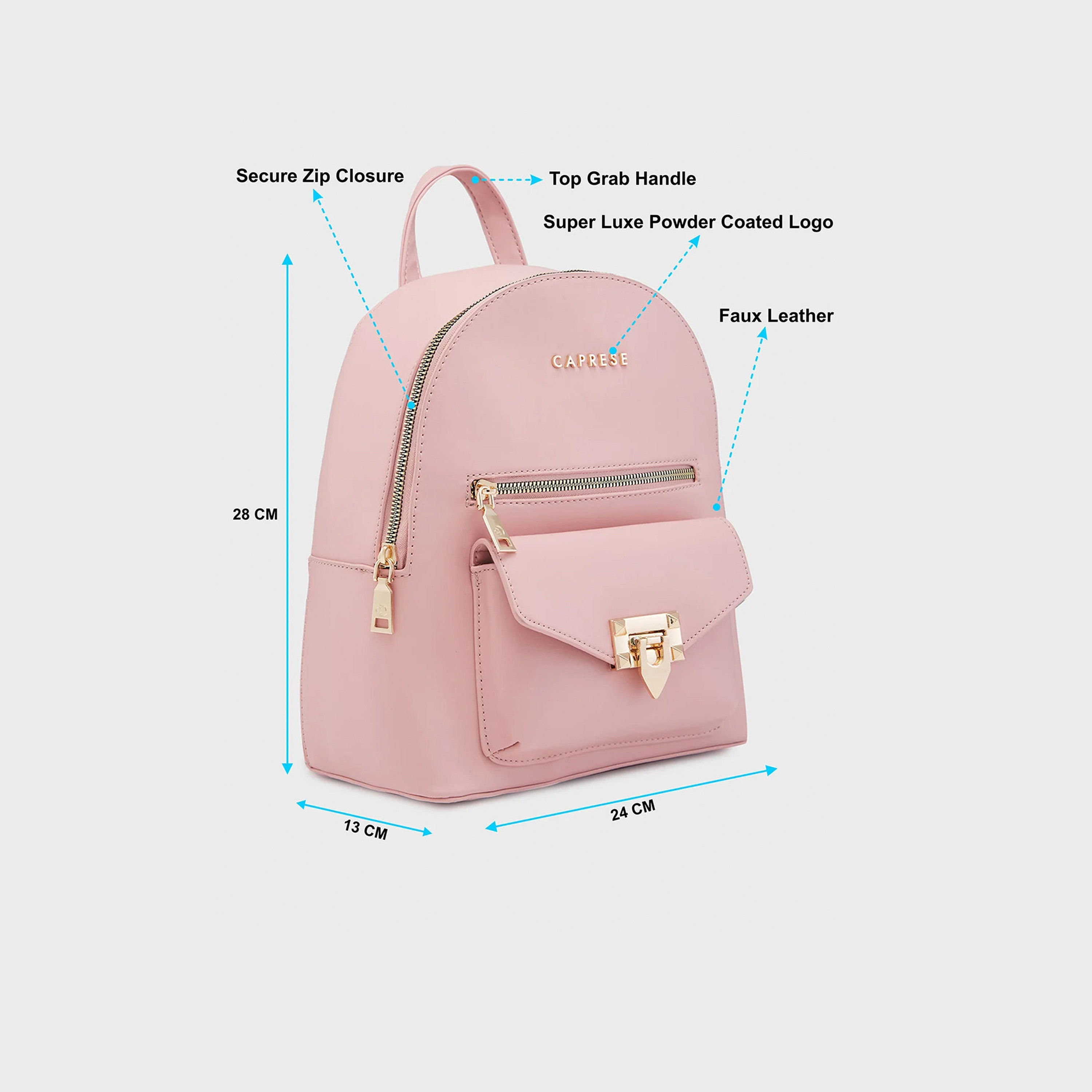 Caprese Top Handle Mini Backpack with Zipper Closure and Adjustable Strap | 28 x 24 x 13 cm-travel-luggagesandbags-backpacks-image-3