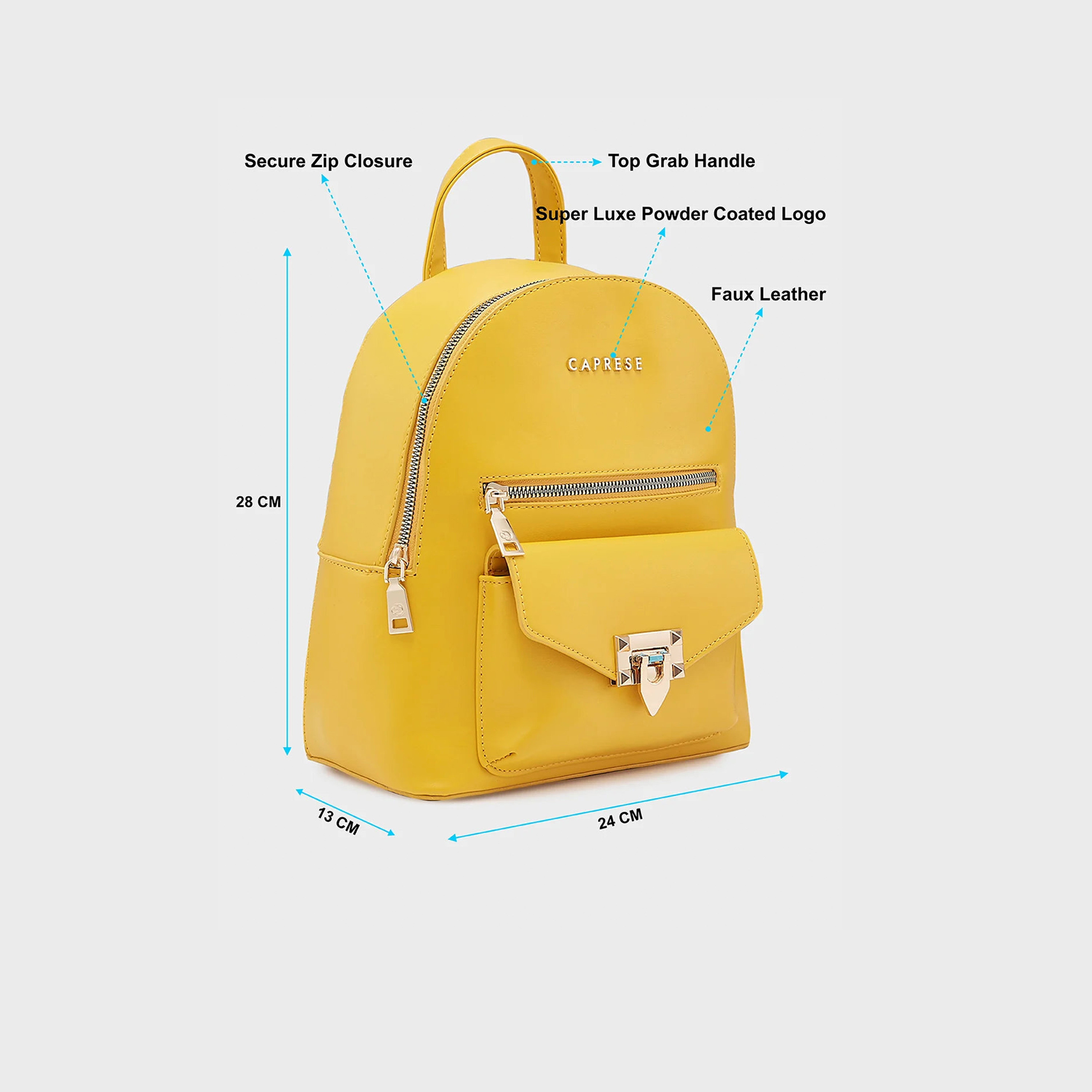 Caprese Top Handle Mini Backpack with Zipper Closure and Adjustable Strap | 28 x 24 x 13 cm-travel-luggagesandbags-backpacks-image-5