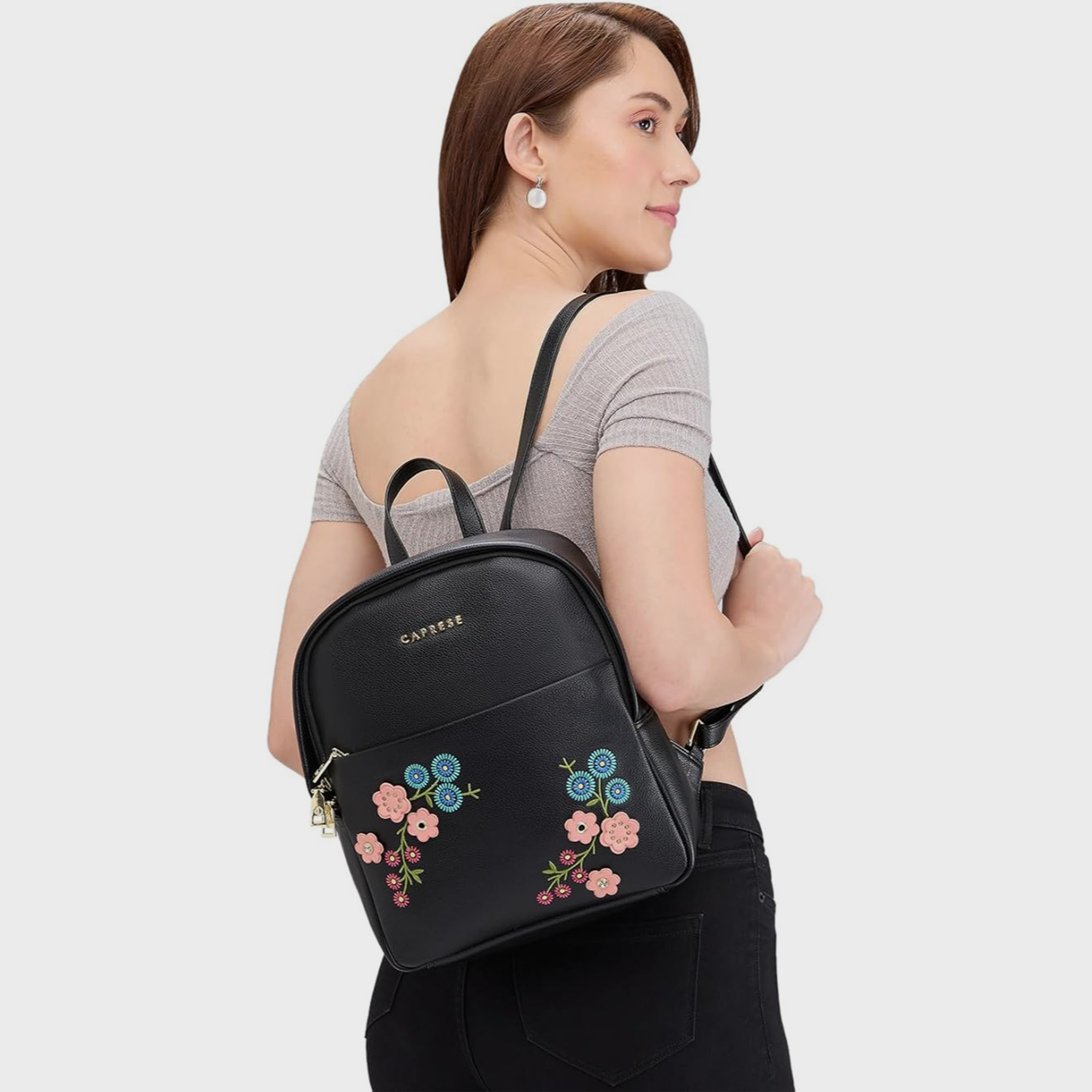 Caprese Embellishment Top Handle Mini Backpack with Zipper Closure and Adjustable Strap 8L | 30 x 26 x 11 cm-travel-luggagesandbags-backpacks-image-2