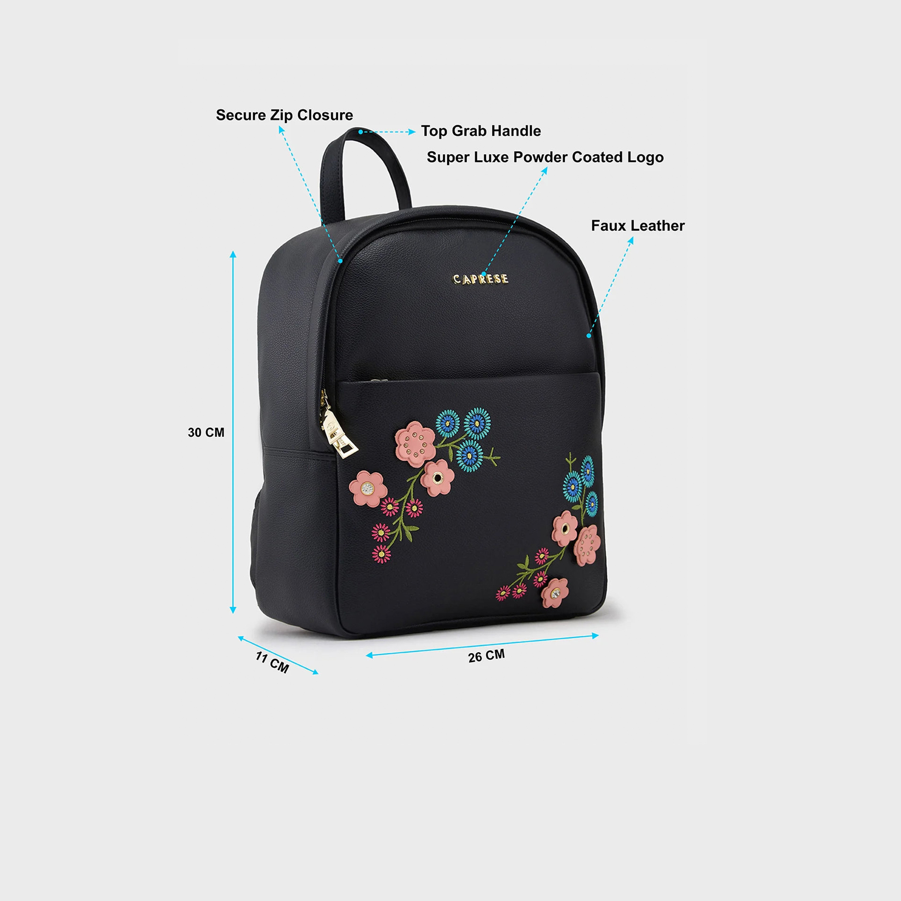 Caprese Embellishment Top Handle Mini Backpack with Zipper Closure and Adjustable Strap 8L | 30 x 26 x 11 cm-travel-luggagesandbags-backpacks-image-4