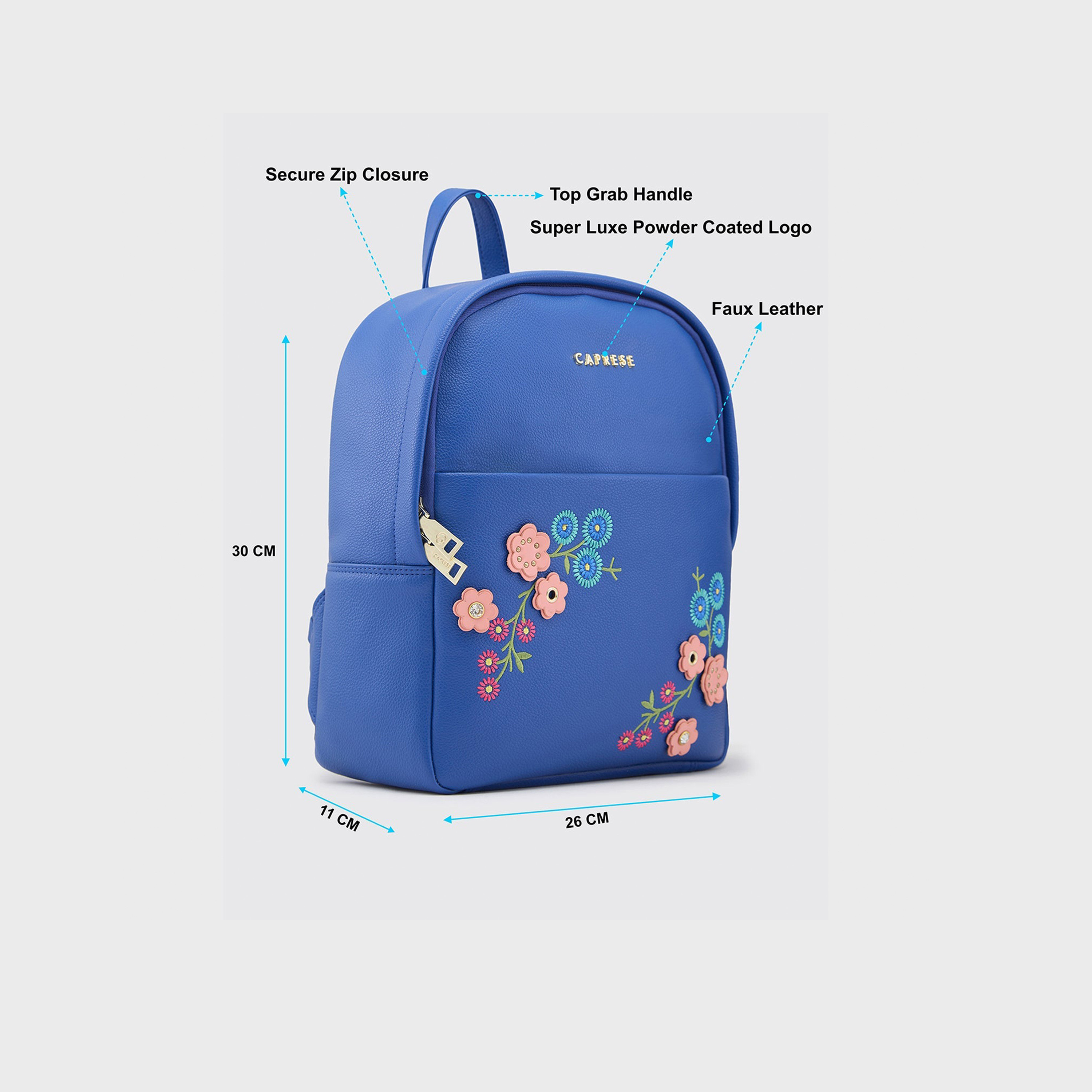 Caprese Embellishment Top Handle Mini Backpack with Zipper Closure and Adjustable Strap 8L| 30 x 26 x 11 cm-travel-luggagesandbags-backpacks-image-4