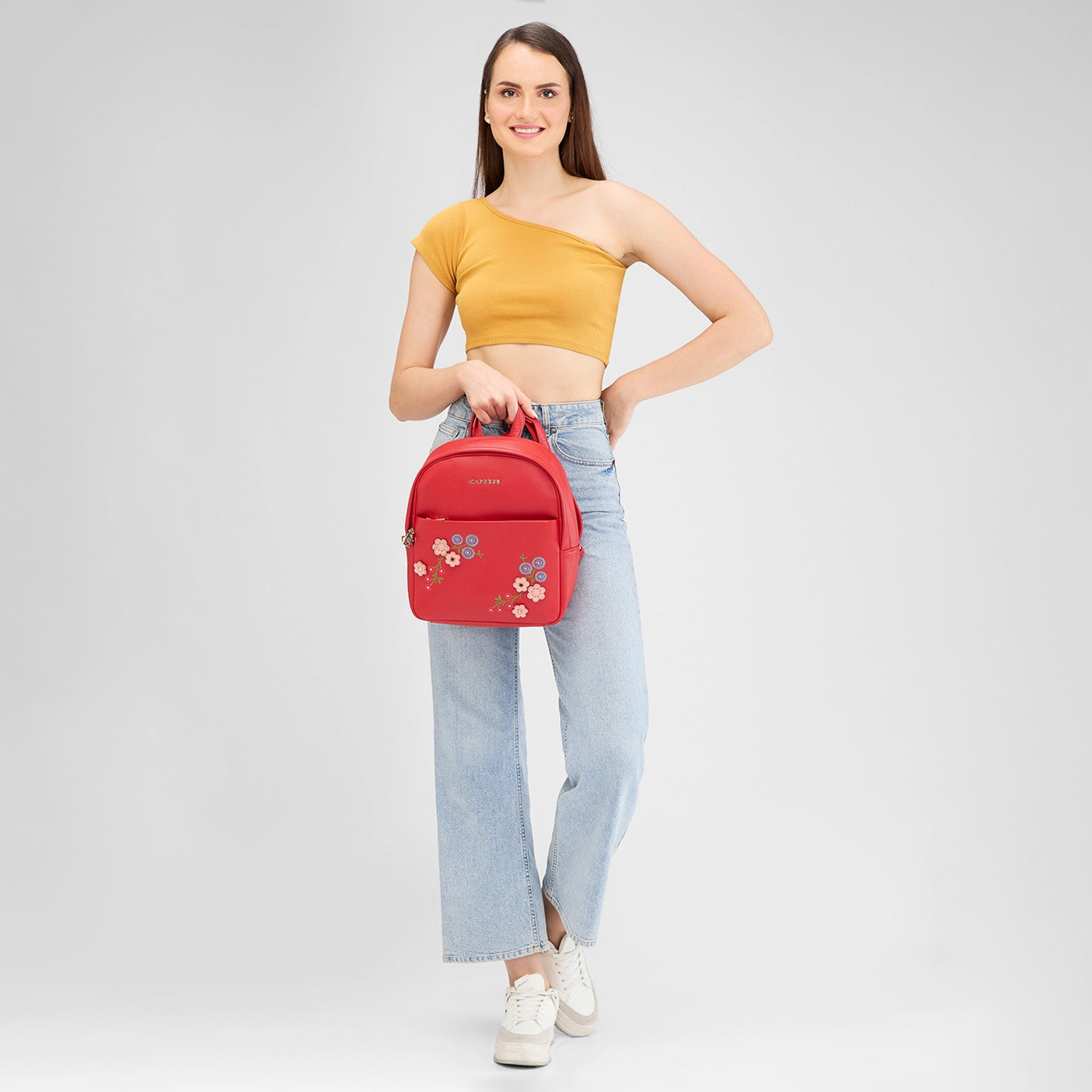 Caprese Embellishment Top Handle Mini Backpack with Zipper Closure and Adjustable Strap | 30 x 26 x 11 cm-travel-luggagesandbags-backpacks-image-2