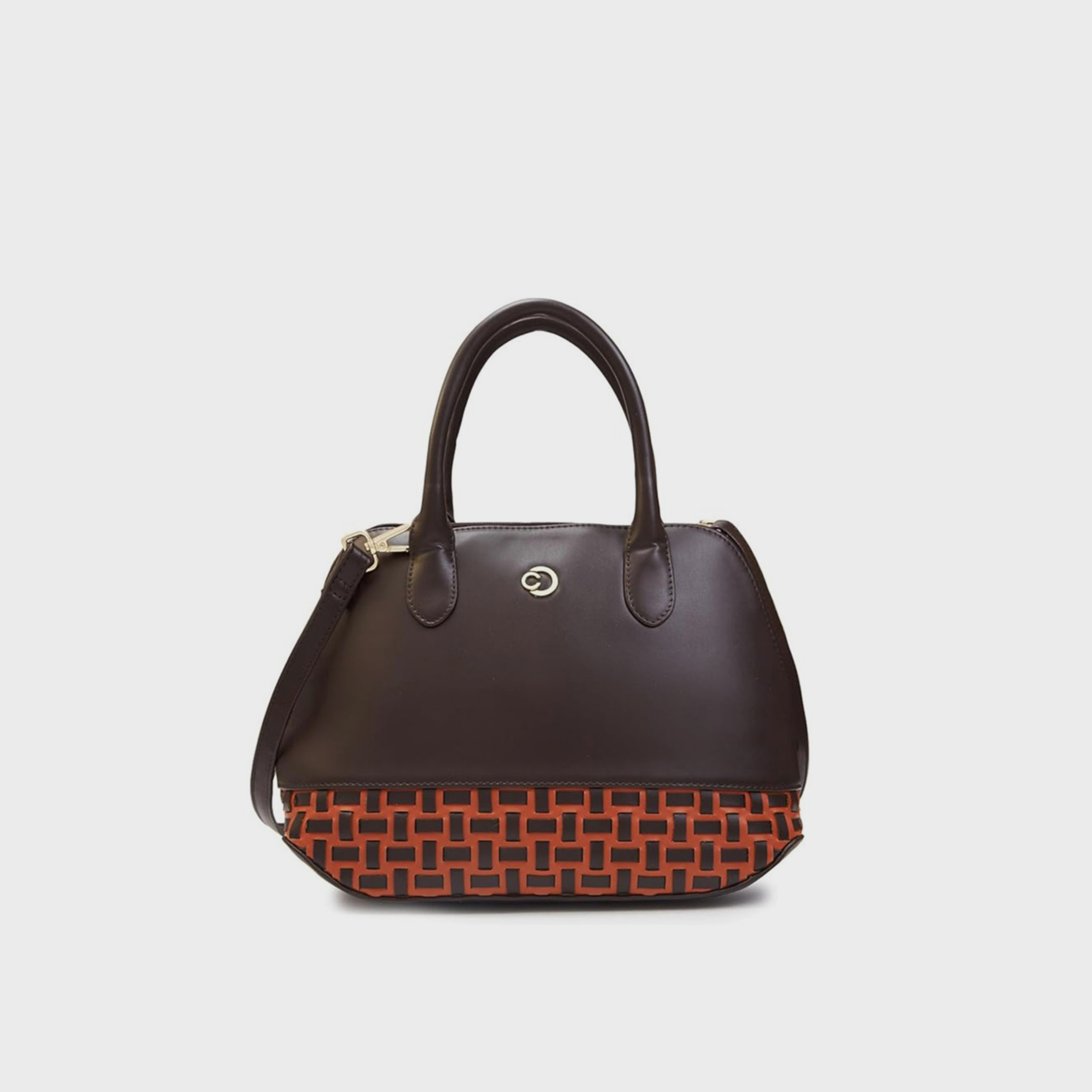 Caprese Textured Double-Handle Shoulder Bag with Zipper Closure and Detachable Strap | 31 x 26 x 12 cm-women-bagsandwallets-handbags-image-1